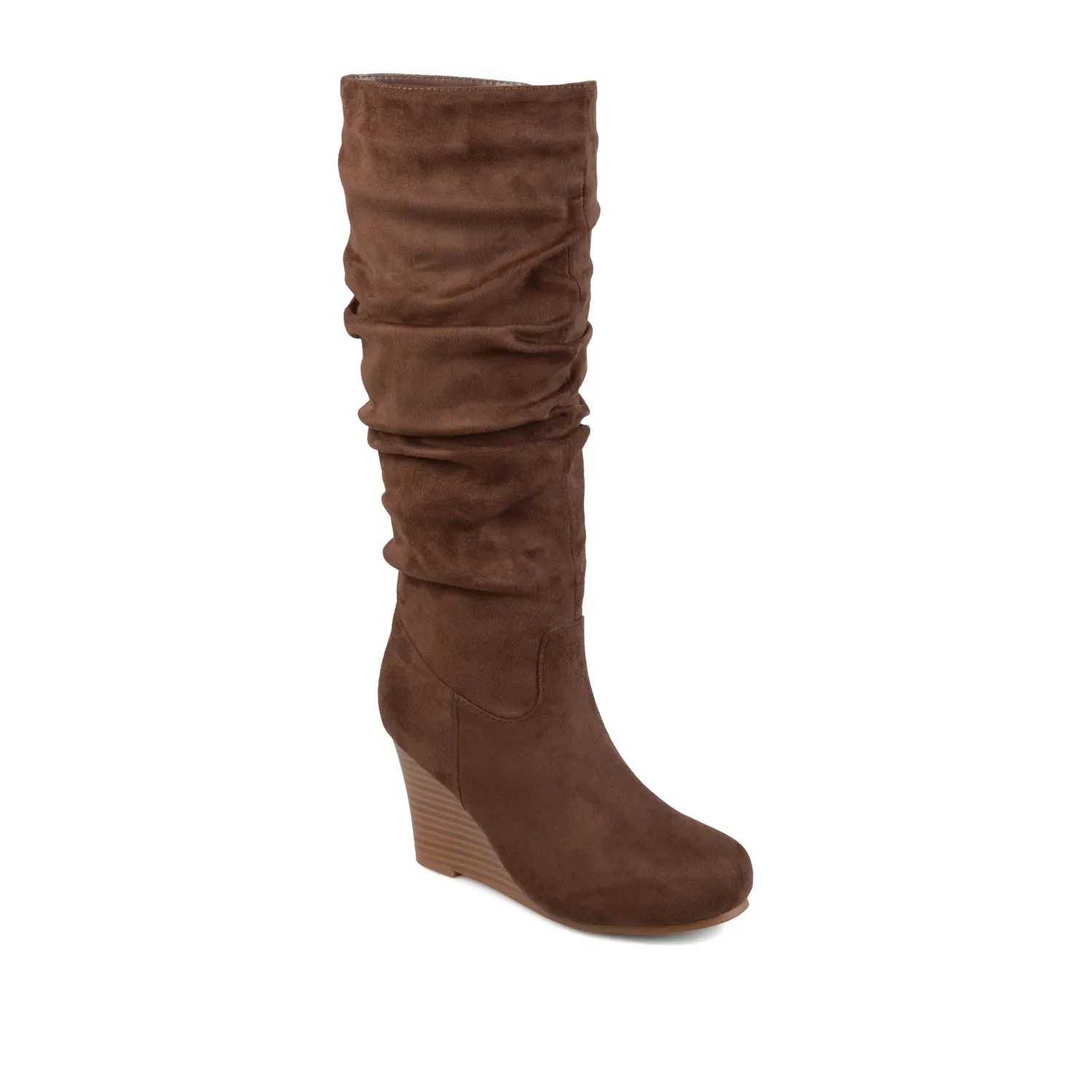 HAZE KNEE HIGH BOOTS IN FAUX SUEDE shine finish