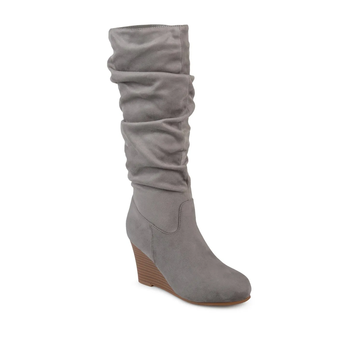 HAZE KNEE HIGH BOOTS IN FAUX SUEDE shine finish