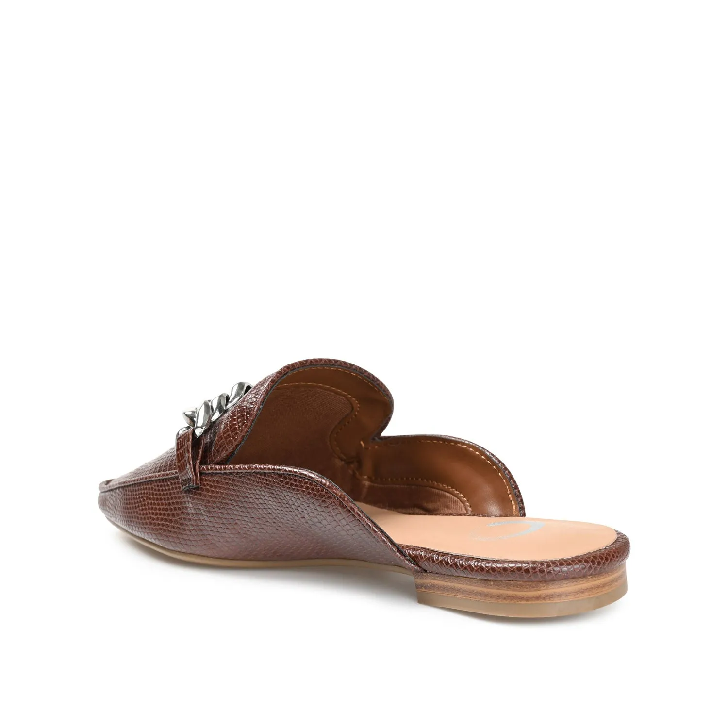 HAZINA MULED LOAFER FLATS IN LIZARD padded sole