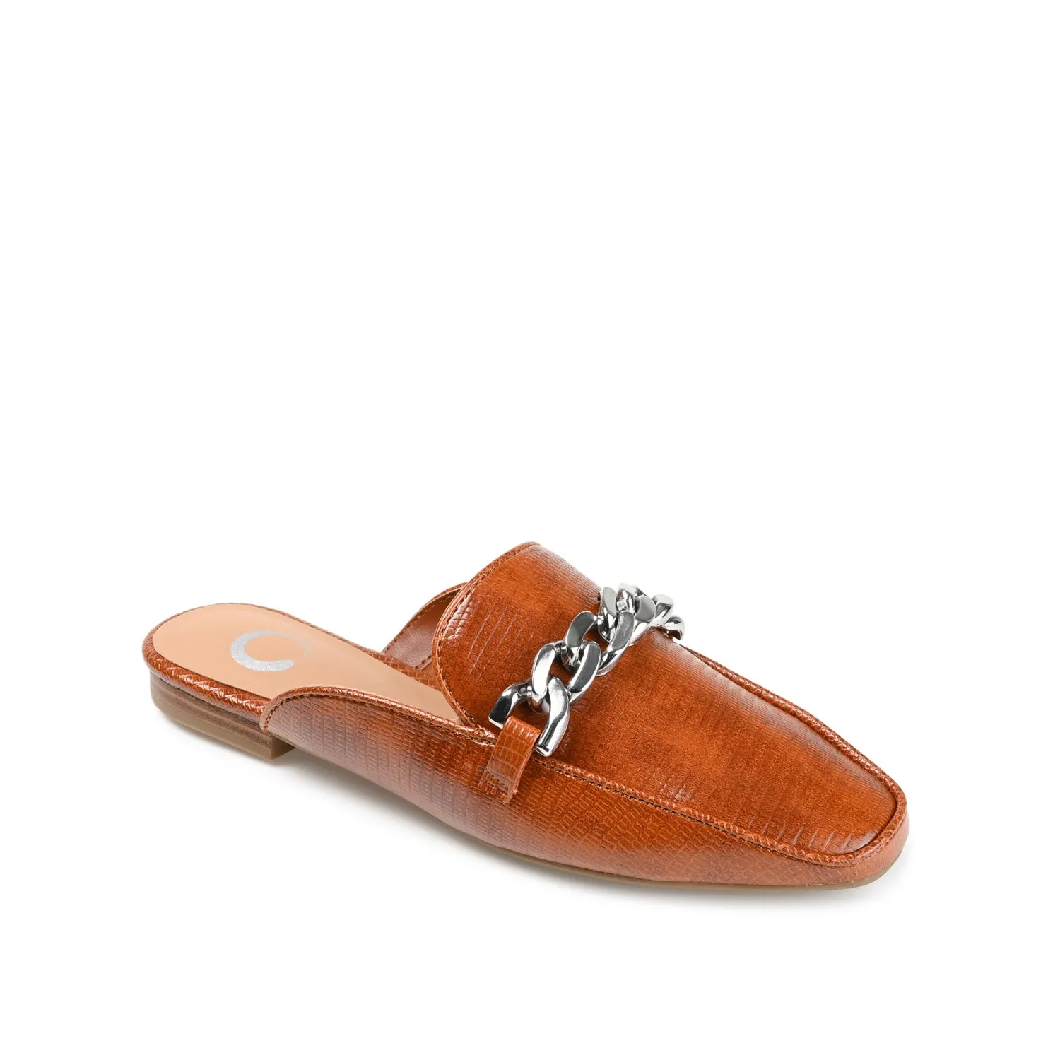 HAZINA MULED LOAFER FLATS IN LIZARD padded sole