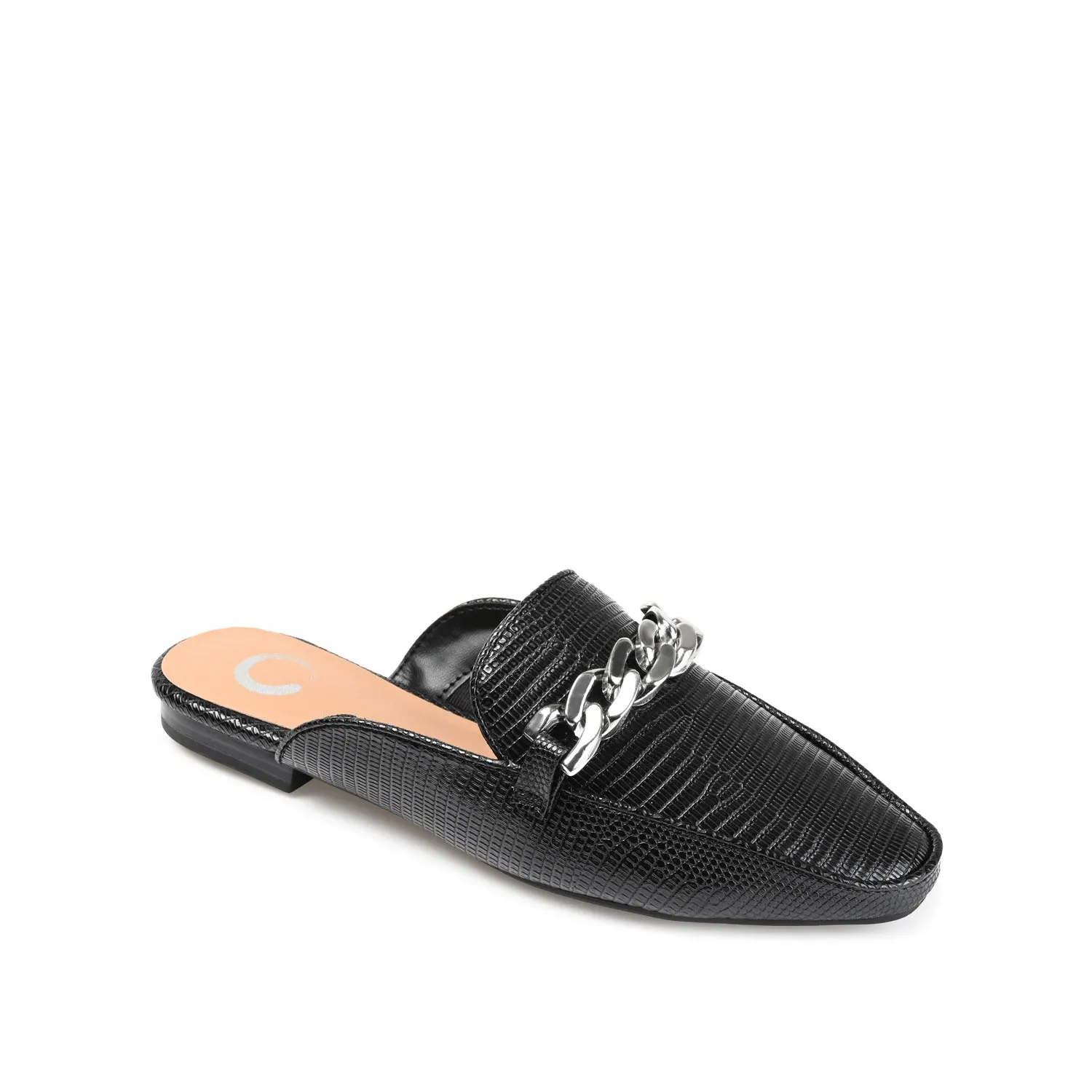 HAZINA MULED LOAFER FLATS IN LIZARD padded sole