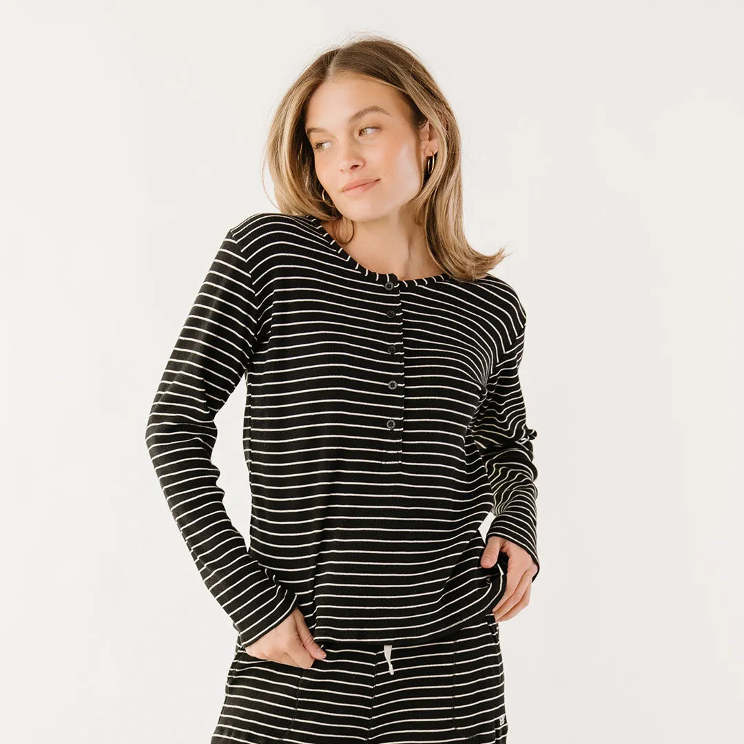 Henley, Black and White Stripe interview fit