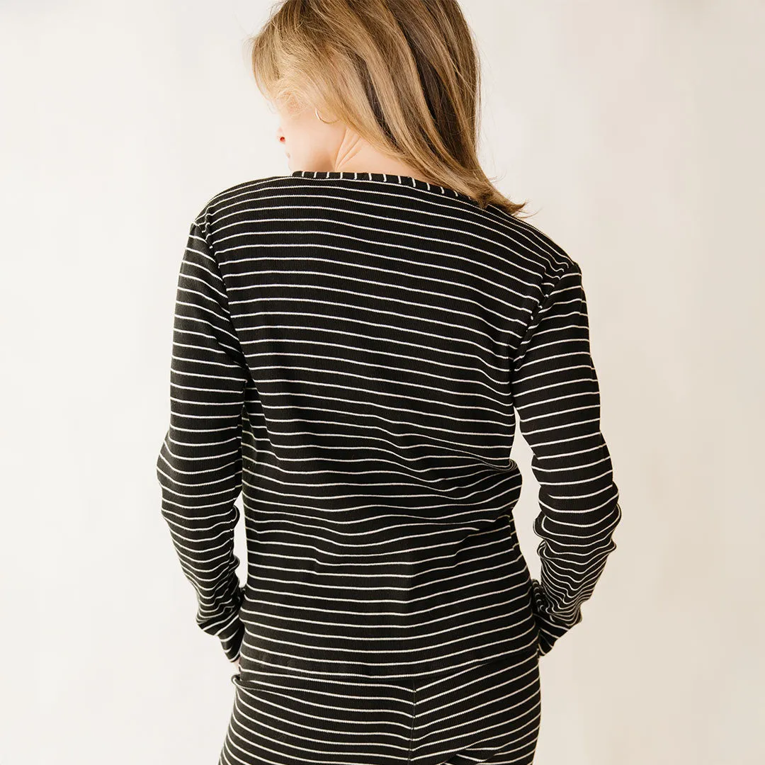 Henley, Black and White Stripe interview fit