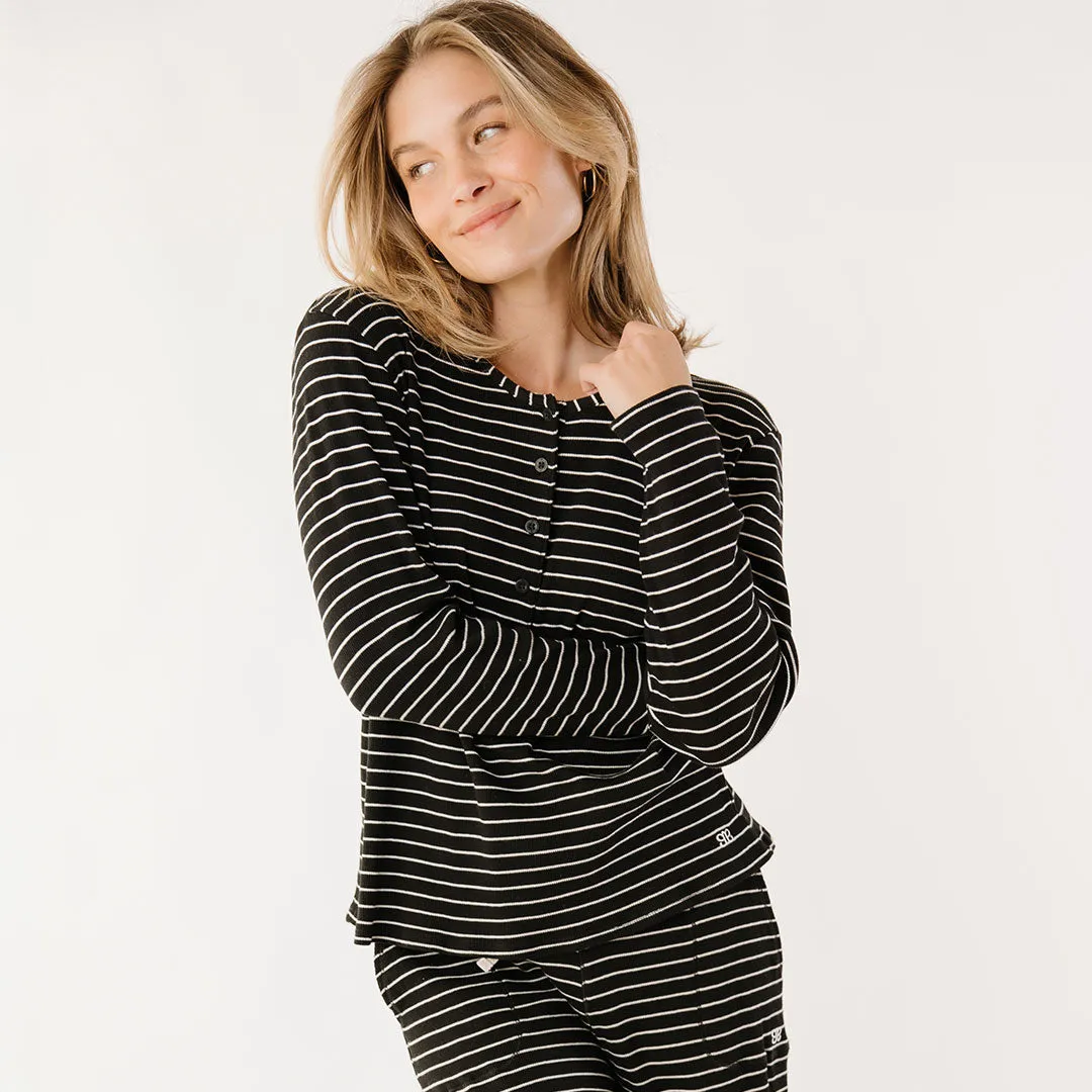 Henley, Black and White Stripe interview fit
