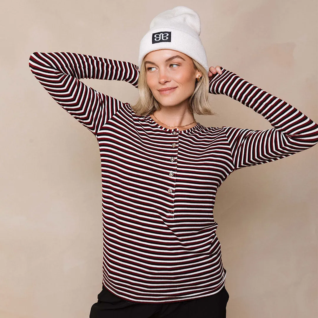 Henley, Burgundy Stripe retro scene