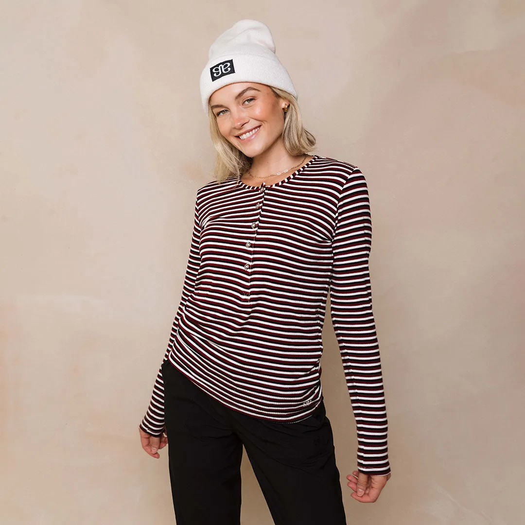 Henley, Burgundy Stripe retro scene