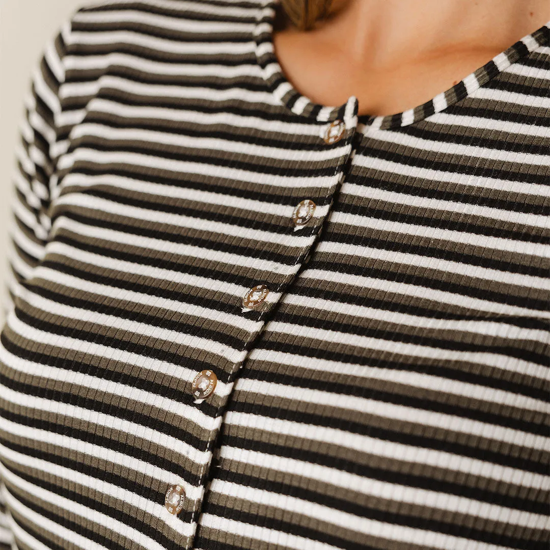 Henley, Olive Stripe interview fit