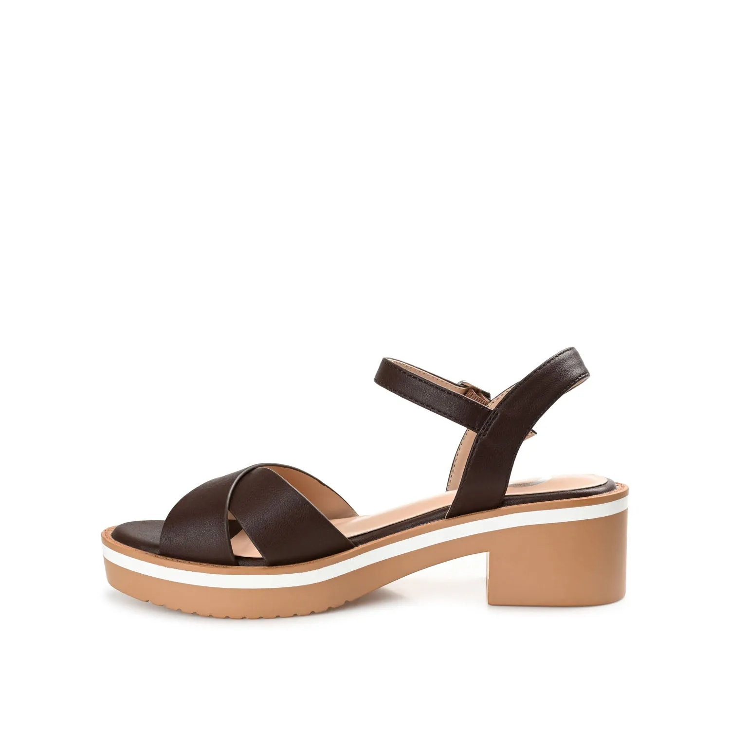HILAREE HEELED SANDALS IN FAUX LEATHER arch hug