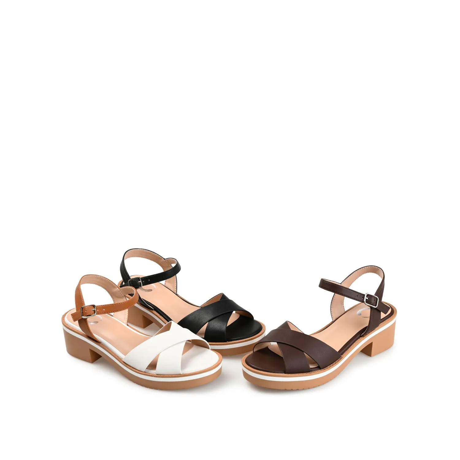 HILAREE HEELED SANDALS IN FAUX LEATHER arch hug