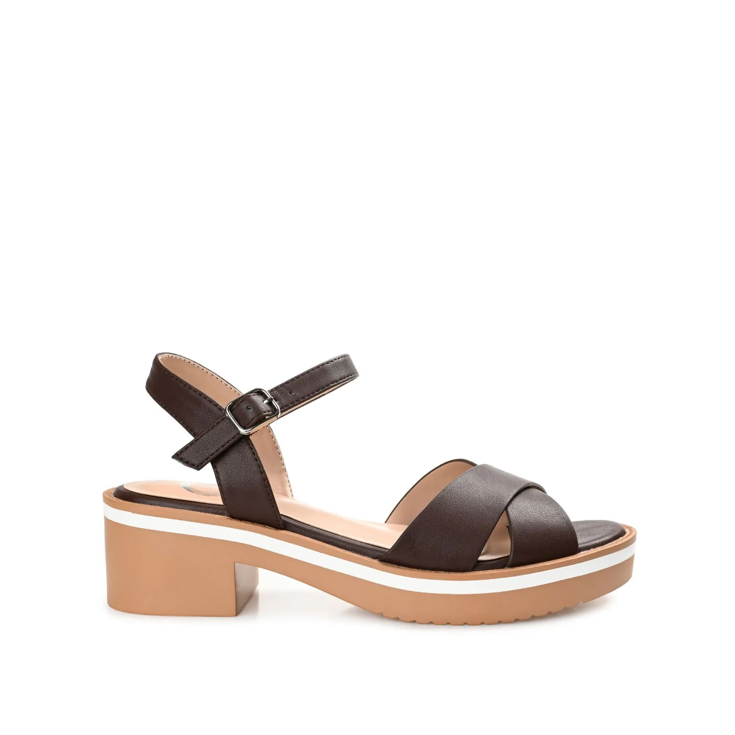 HILAREE HEELED SANDALS IN FAUX LEATHER arch hug