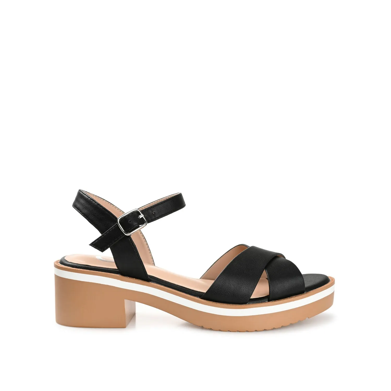 HILAREE HEELED SANDALS IN FAUX LEATHER arch hug