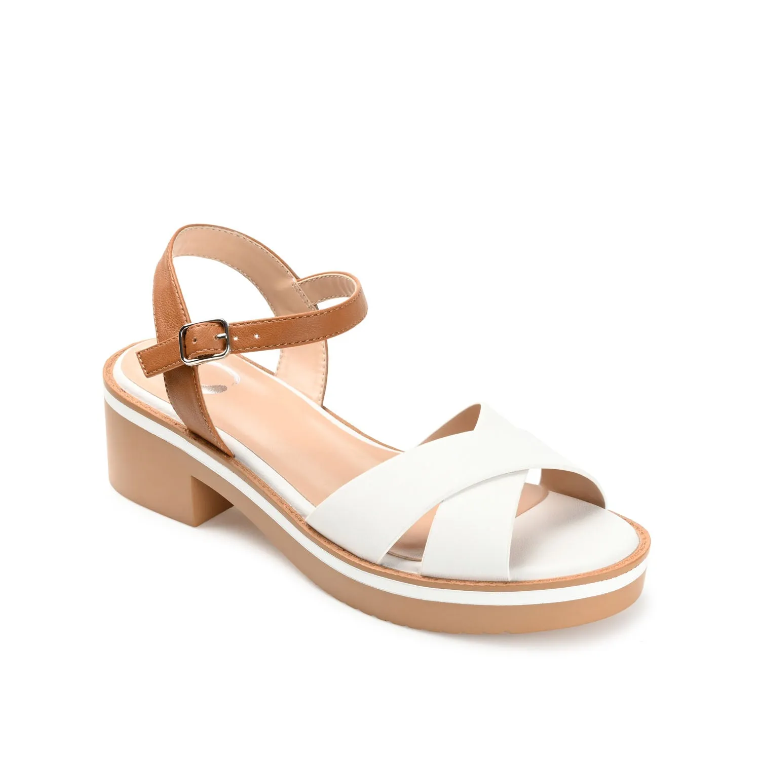 HILAREE HEELED SANDALS IN FAUX LEATHER arch hug