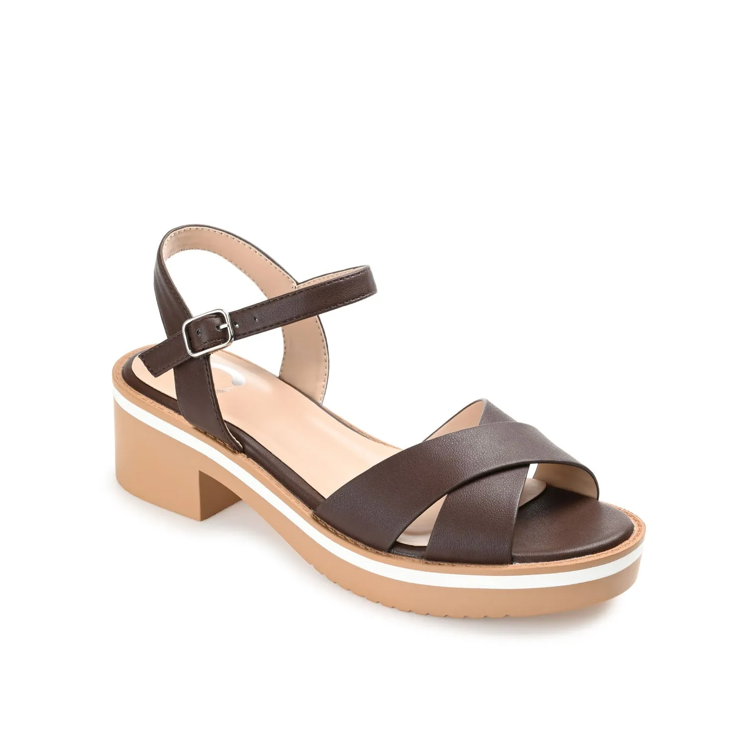 HILAREE HEELED SANDALS IN FAUX LEATHER arch hug