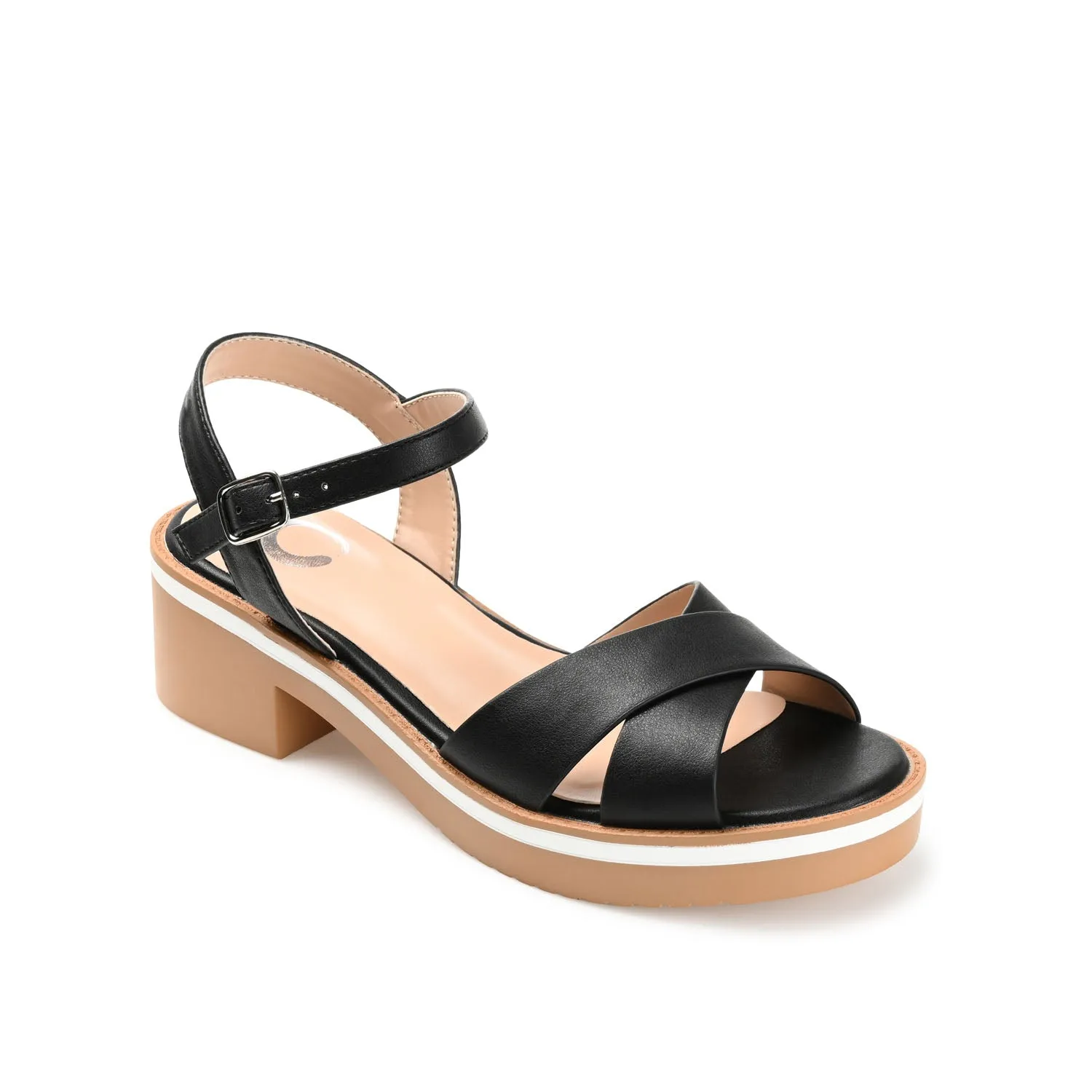 HILAREE HEELED SANDALS IN FAUX LEATHER arch hug