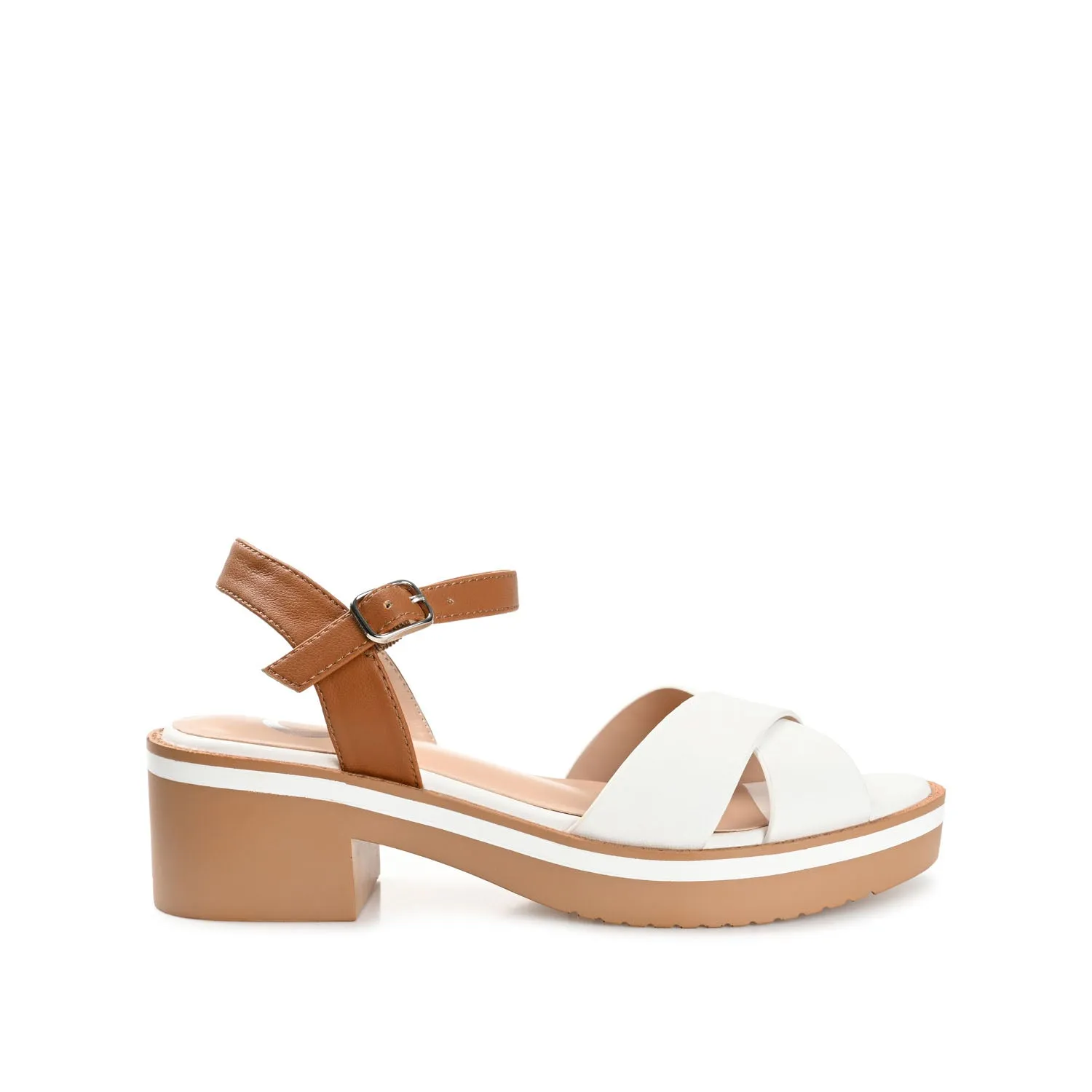 HILAREE HEELED SANDALS IN FAUX LEATHER arch hug