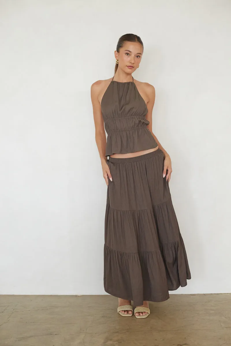Hope Ruched Open Back Top fall tone