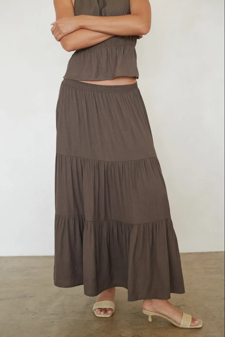 Hope Tiered Maxi Skirt flatter waist