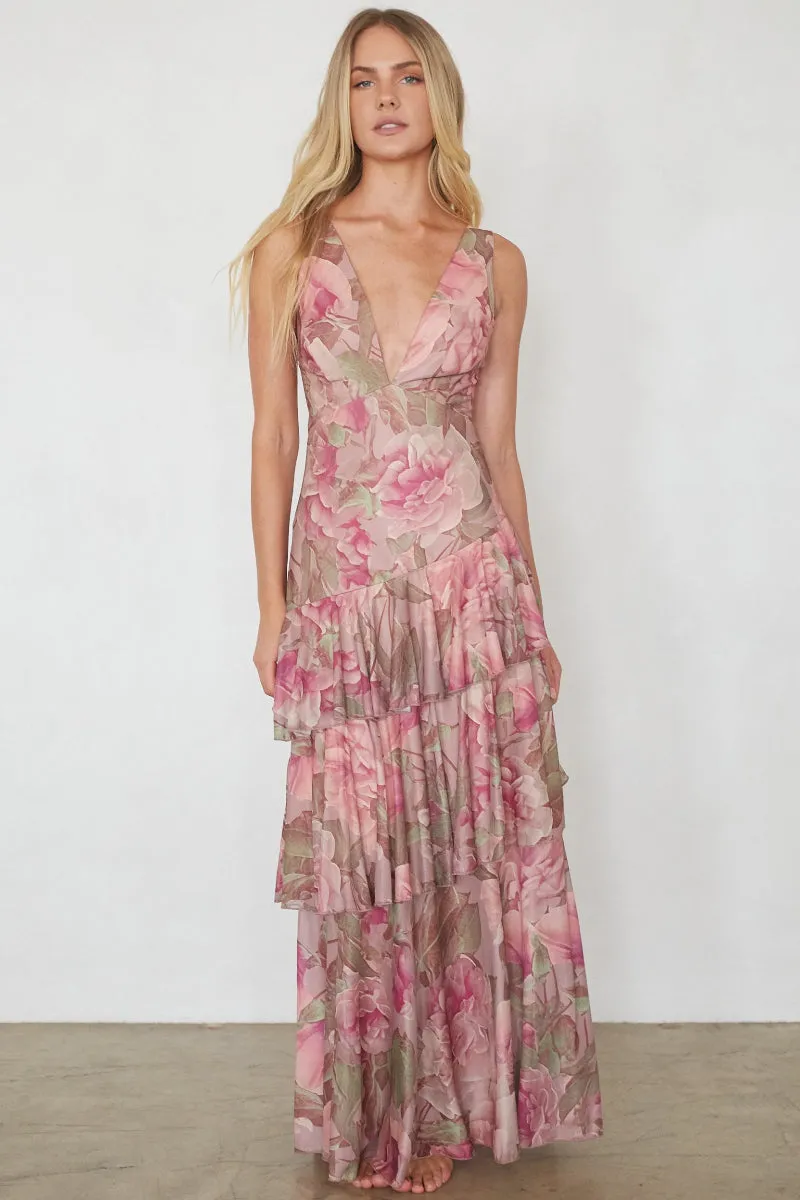 Imogen Mesh Tiered Maxi Dress office clean