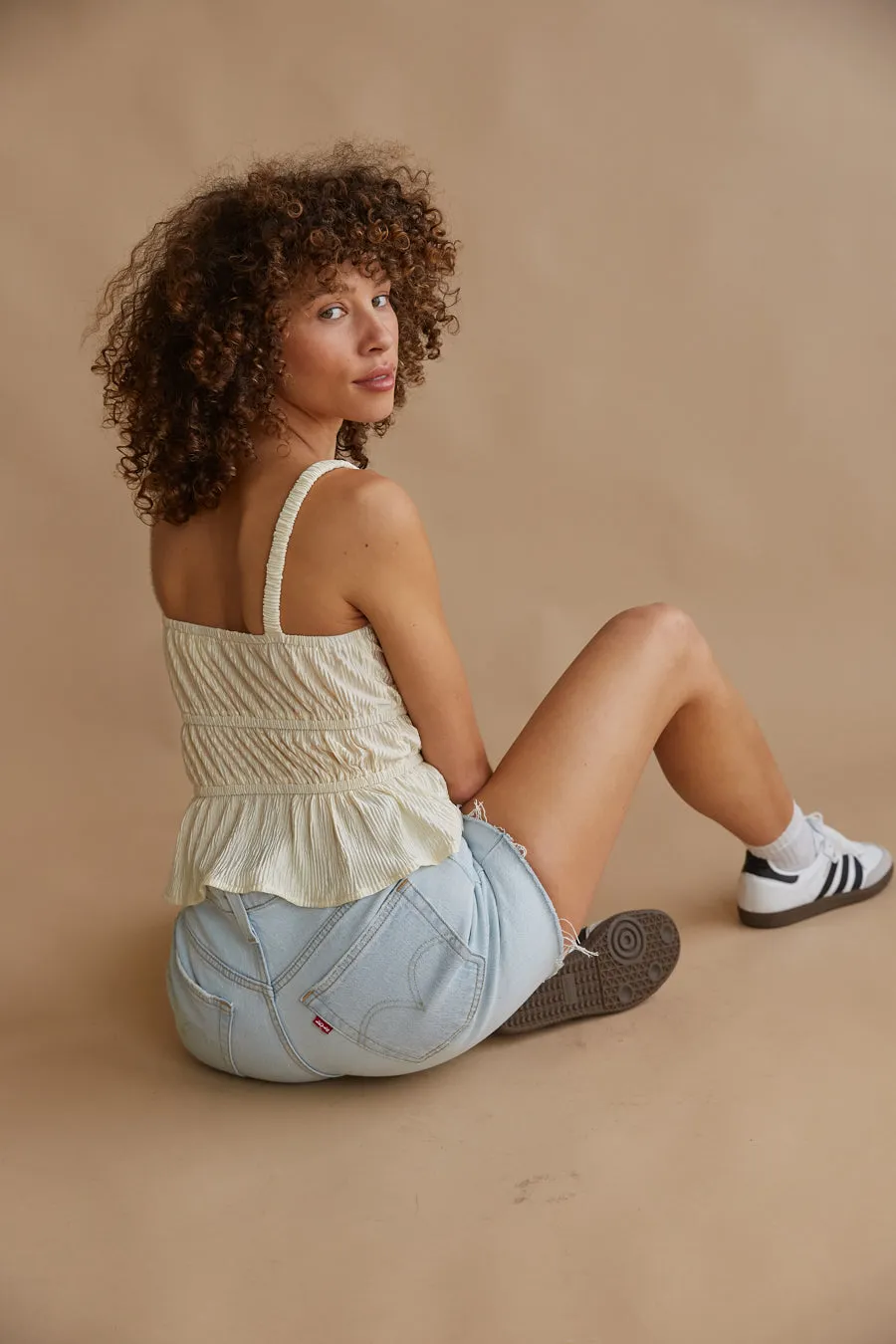 Ines Plisse Peplum Top home vibe