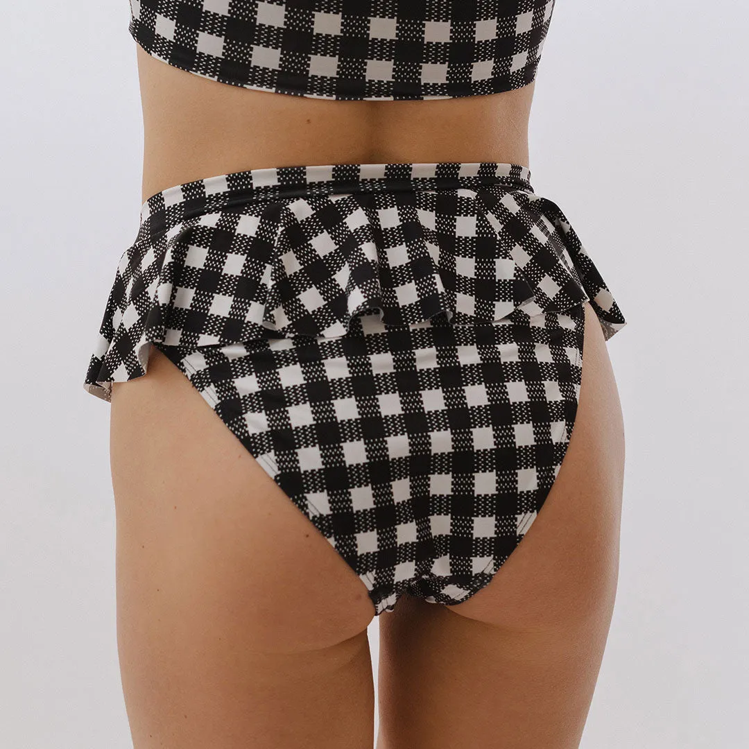 Island Time Black and White Peplum Bikini Bottoms wave zone