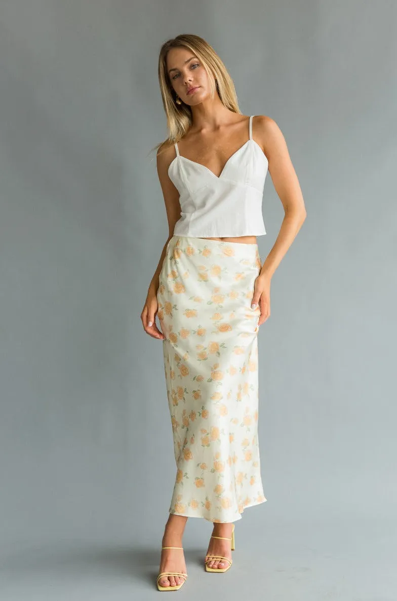 Issa Floral Satin Maxi Skirt free twist