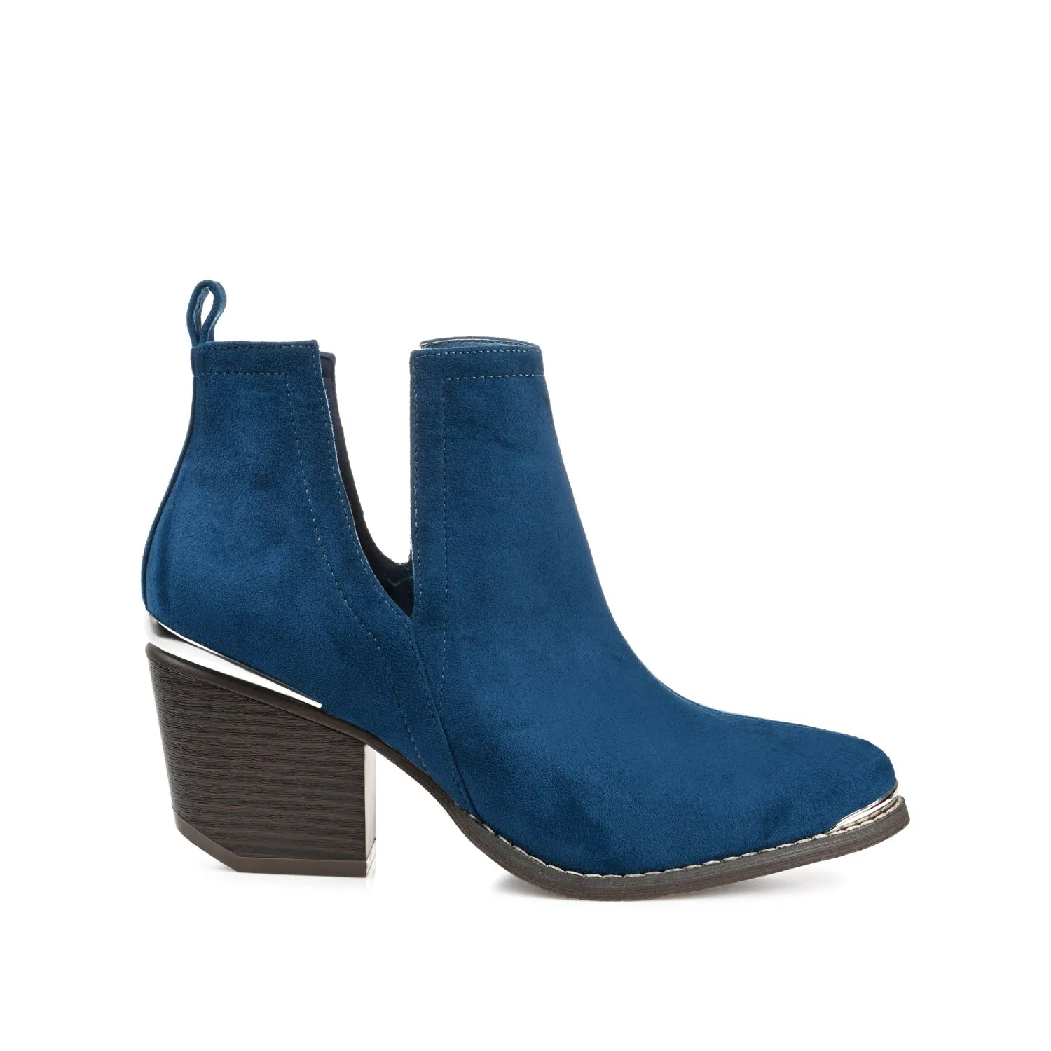ISSLA CUTOUT BOOTIES IN FAUX SUEDE leather grain
