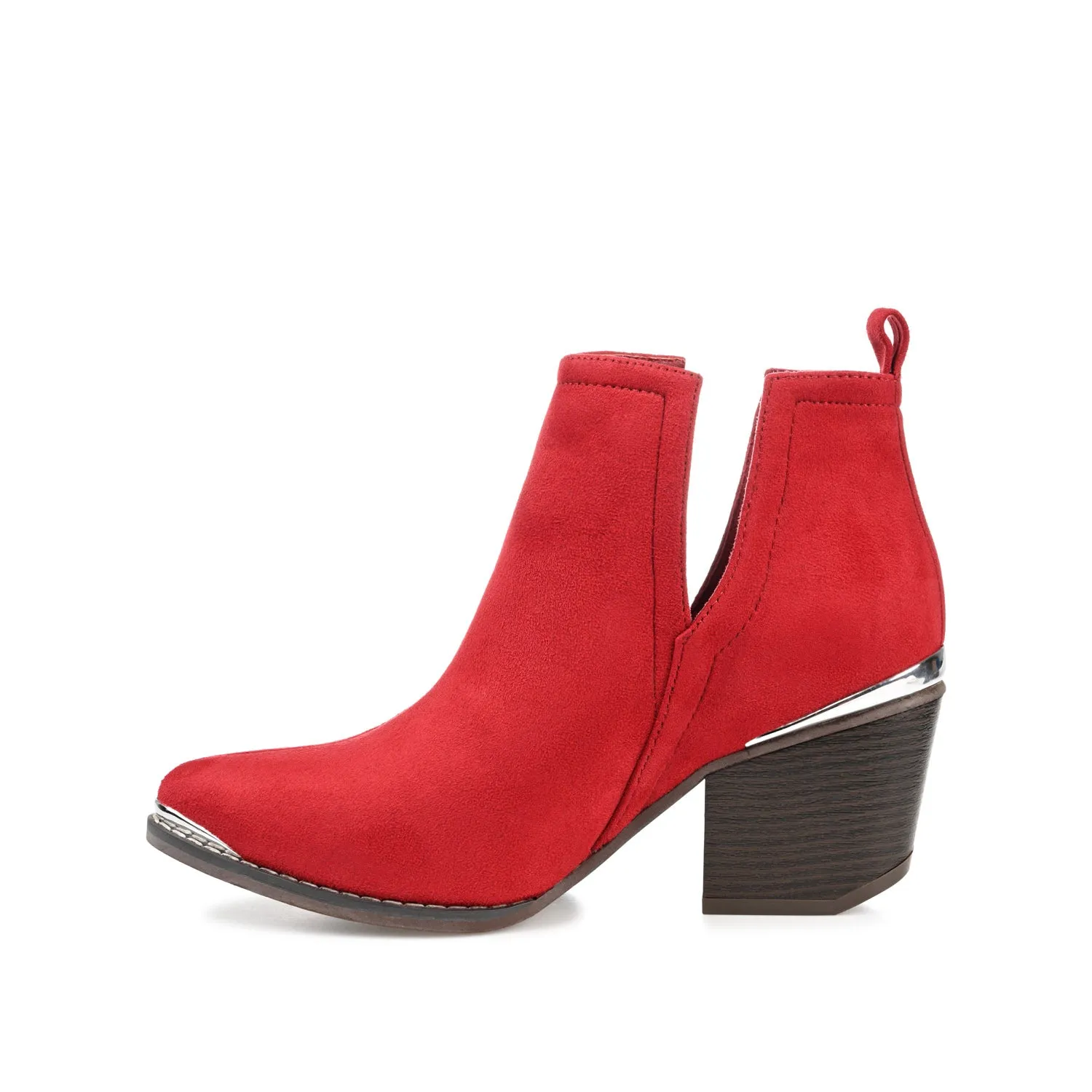 ISSLA CUTOUT BOOTIES IN FAUX SUEDE leather grain