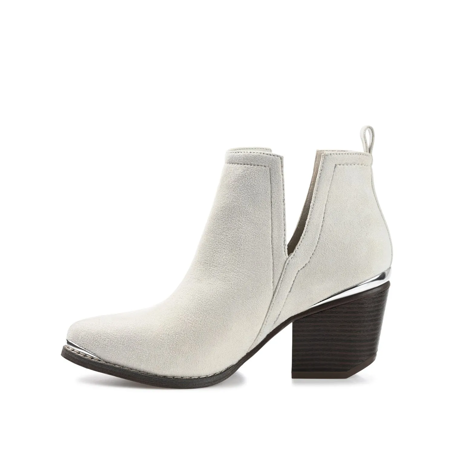 ISSLA CUTOUT BOOTIES IN FAUX SUEDE leather grain