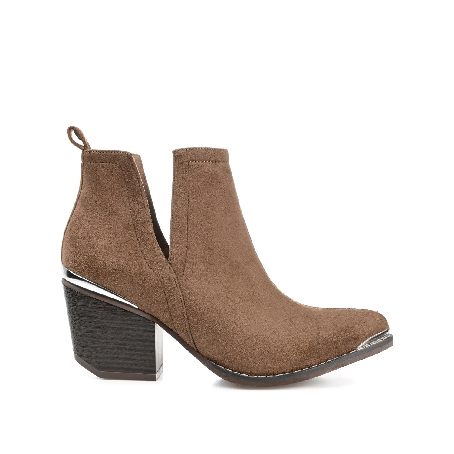 ISSLA CUTOUT BOOTIES IN FAUX SUEDE leather grain