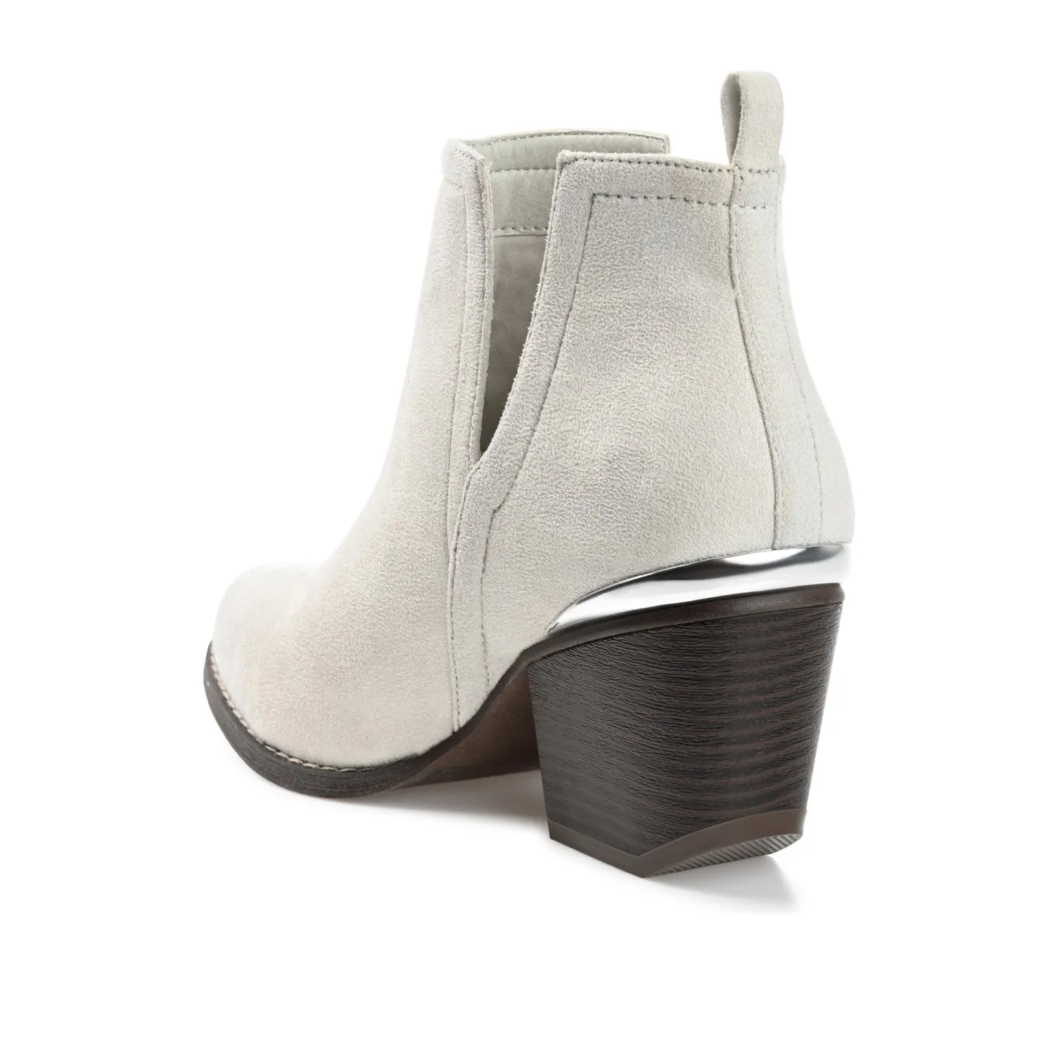 ISSLA CUTOUT BOOTIES IN FAUX SUEDE leather grain