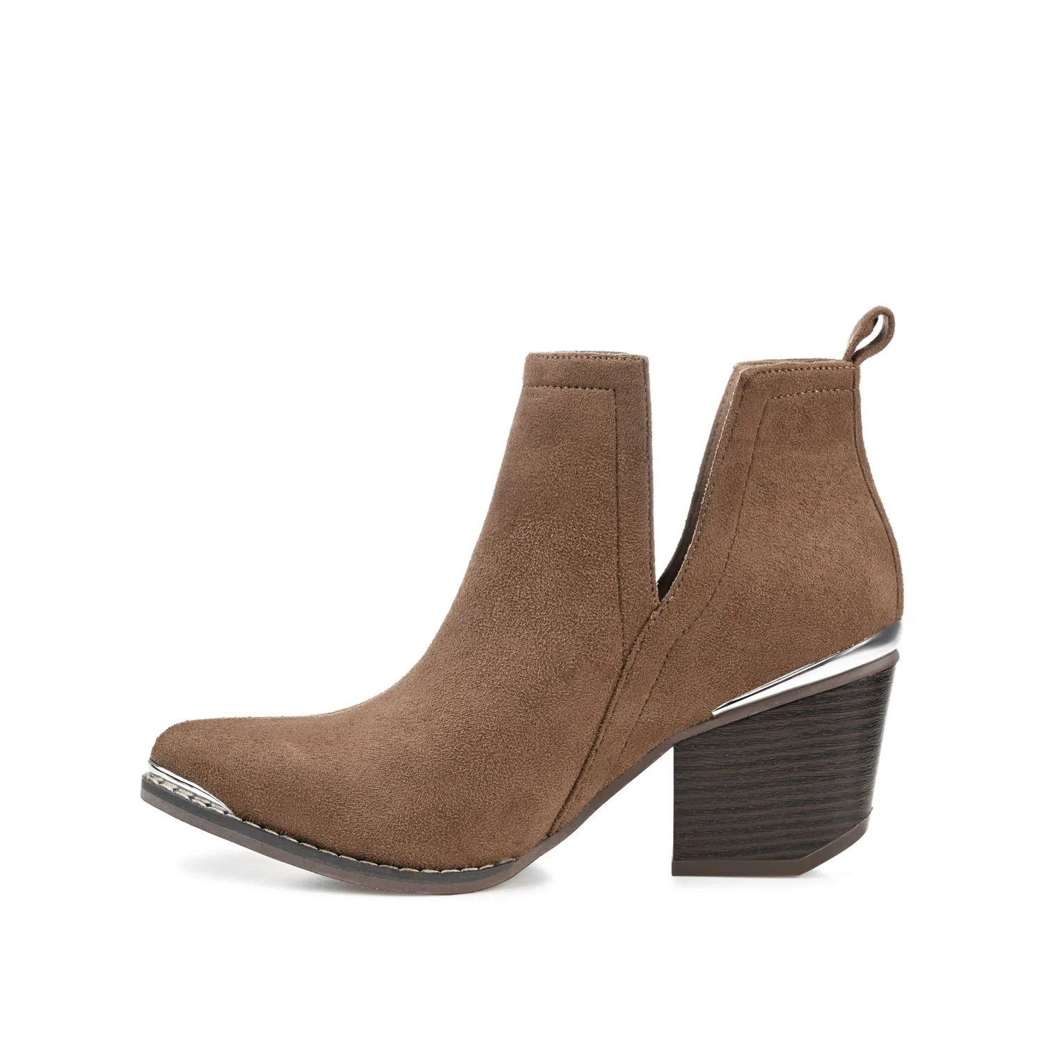 ISSLA CUTOUT BOOTIES IN FAUX SUEDE leather grain