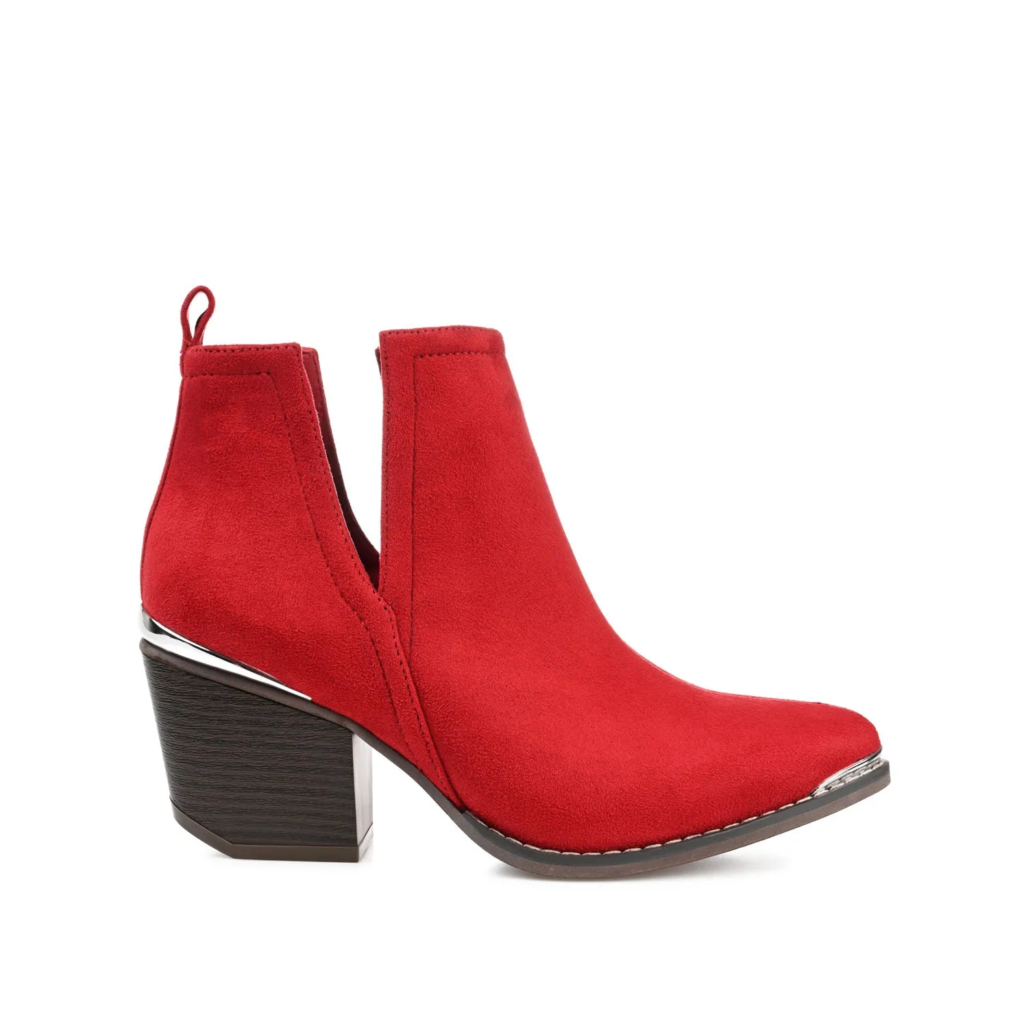 ISSLA CUTOUT BOOTIES IN FAUX SUEDE leather grain