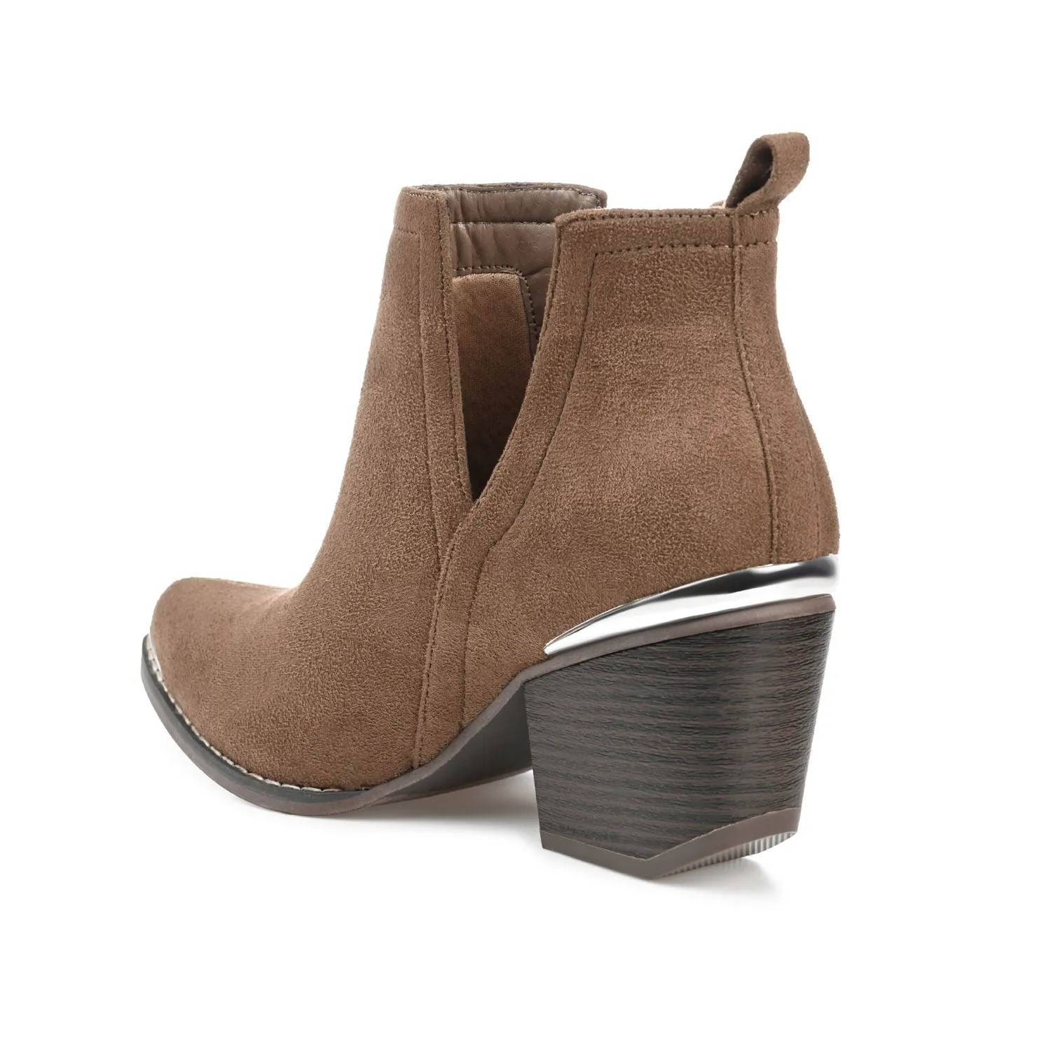 ISSLA CUTOUT BOOTIES IN FAUX SUEDE leather grain