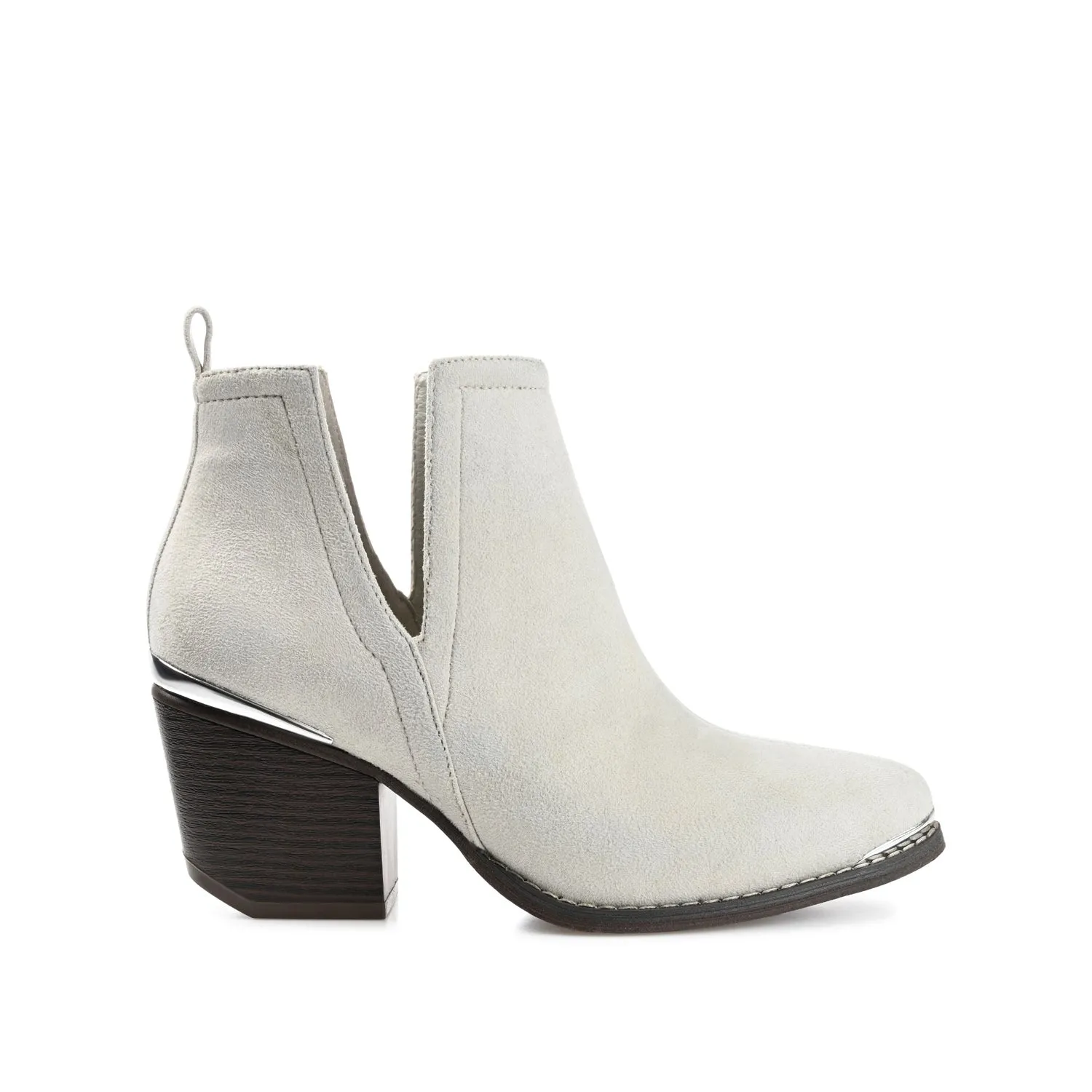 ISSLA CUTOUT BOOTIES IN FAUX SUEDE leather grain