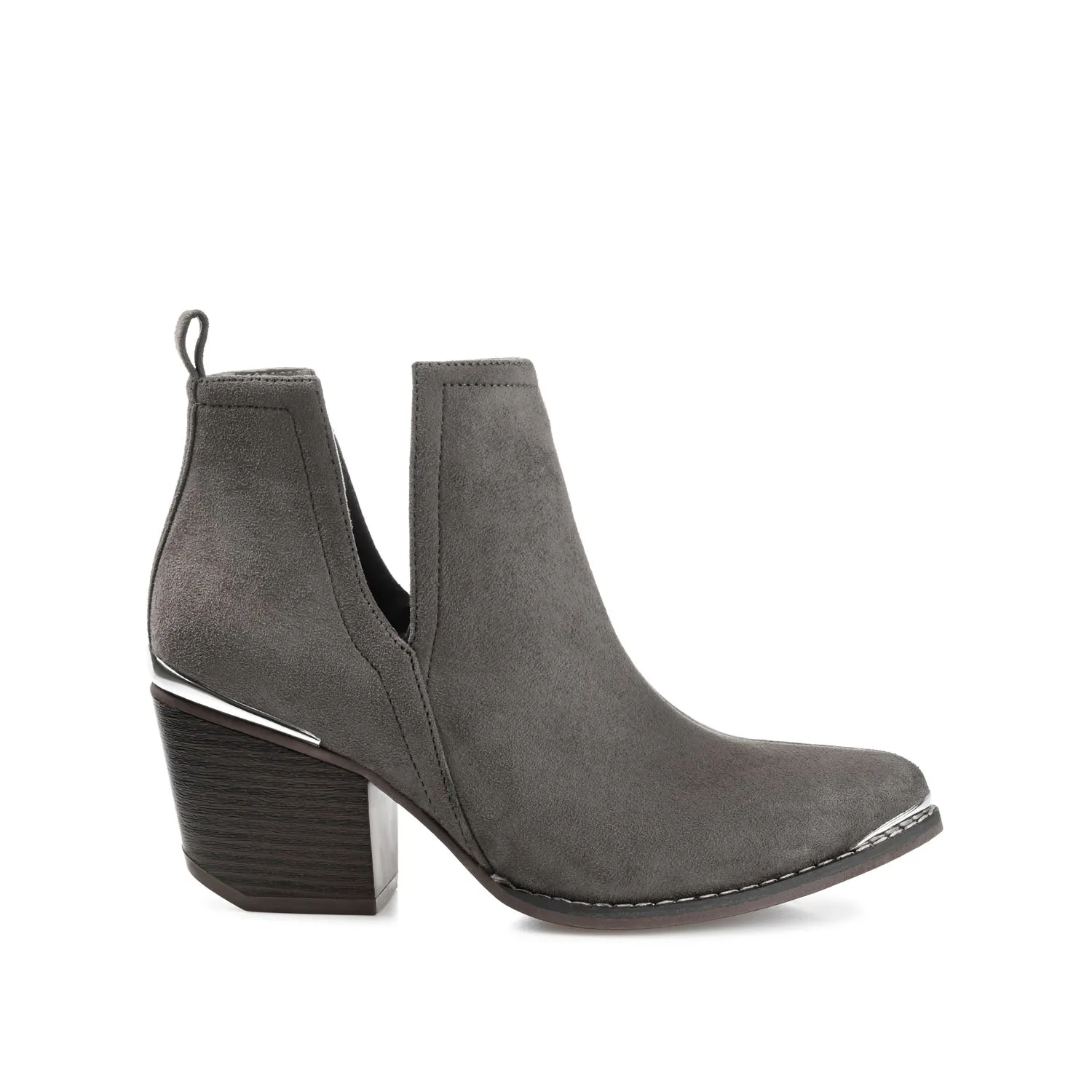 ISSLA CUTOUT BOOTIES IN FAUX SUEDE leather grain