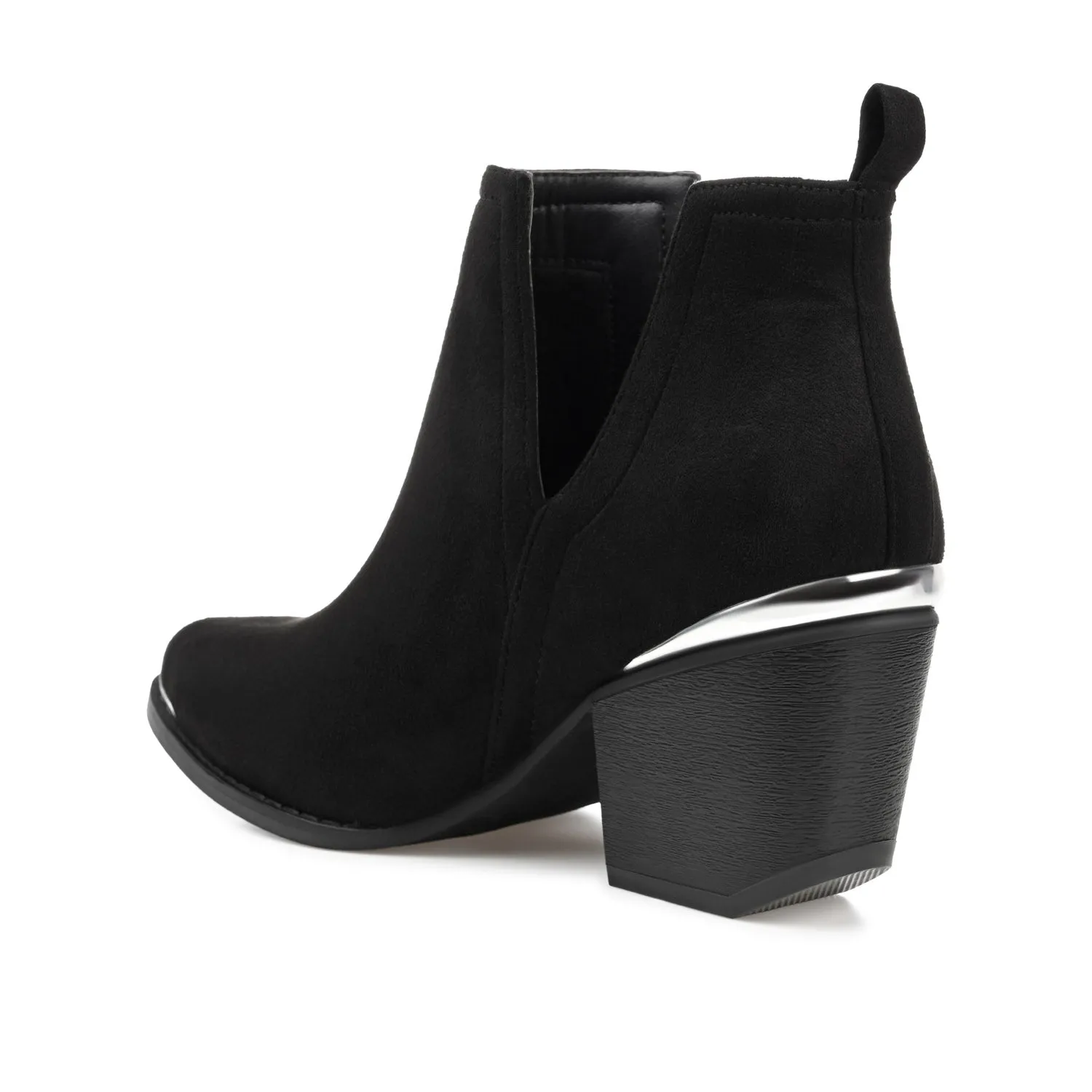 ISSLA CUTOUT BOOTIES IN FAUX SUEDE leather grain