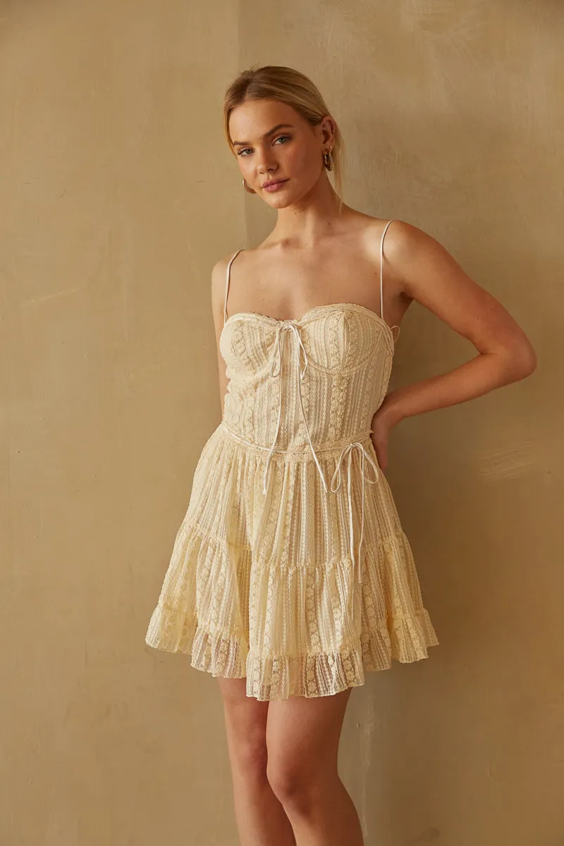 Ivy Lace Bustier Babydoll Mini Dress daily look