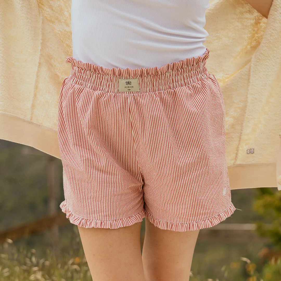 Jab Shorts, Red Seersucker hike friend