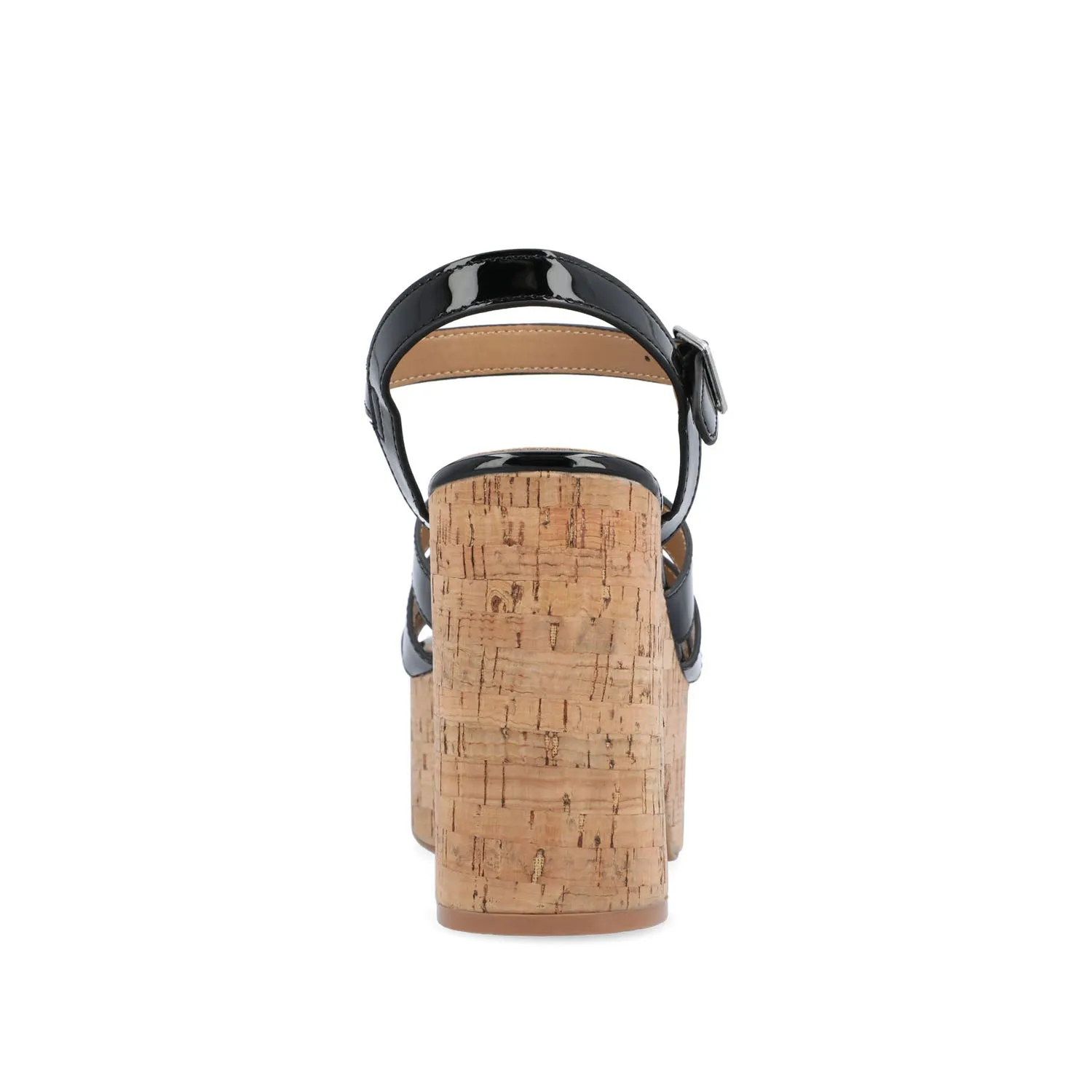 JANIA BLOCK HEELED SANDALS IN PATENT travel light