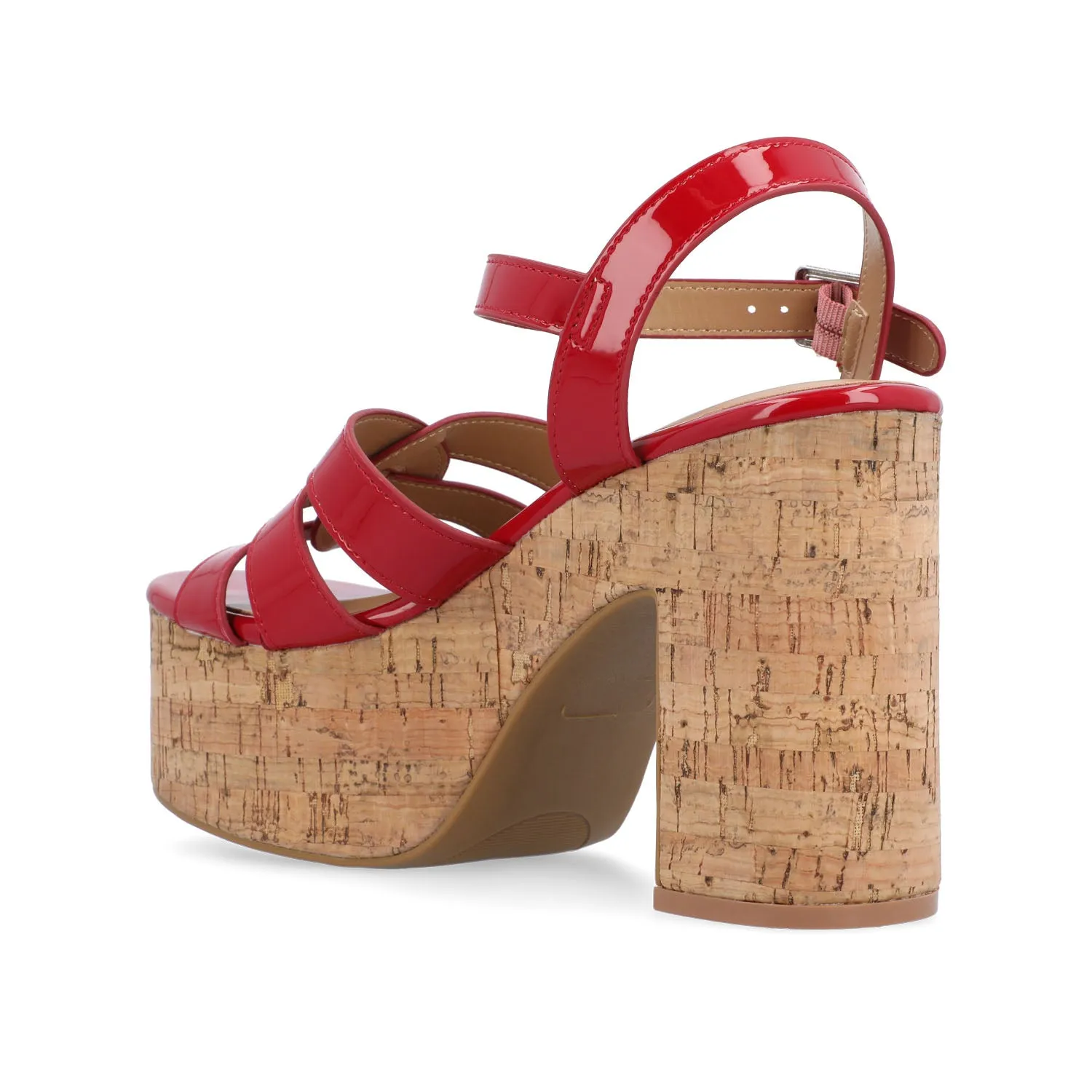 JANIA BLOCK HEELED SANDALS IN PATENT travel light