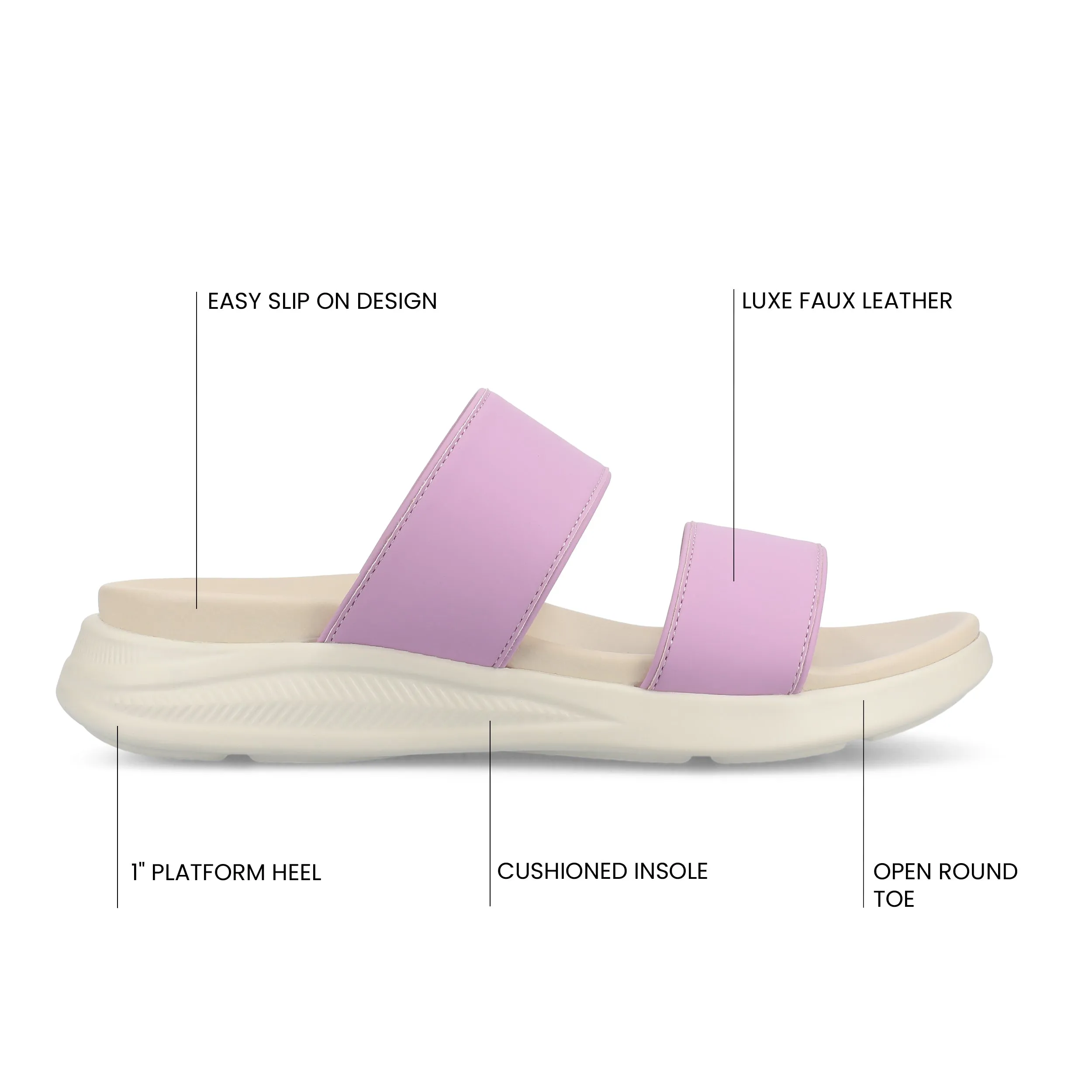 JANIS SLIP ON SANDALS IN FAUX LEATHER cross line