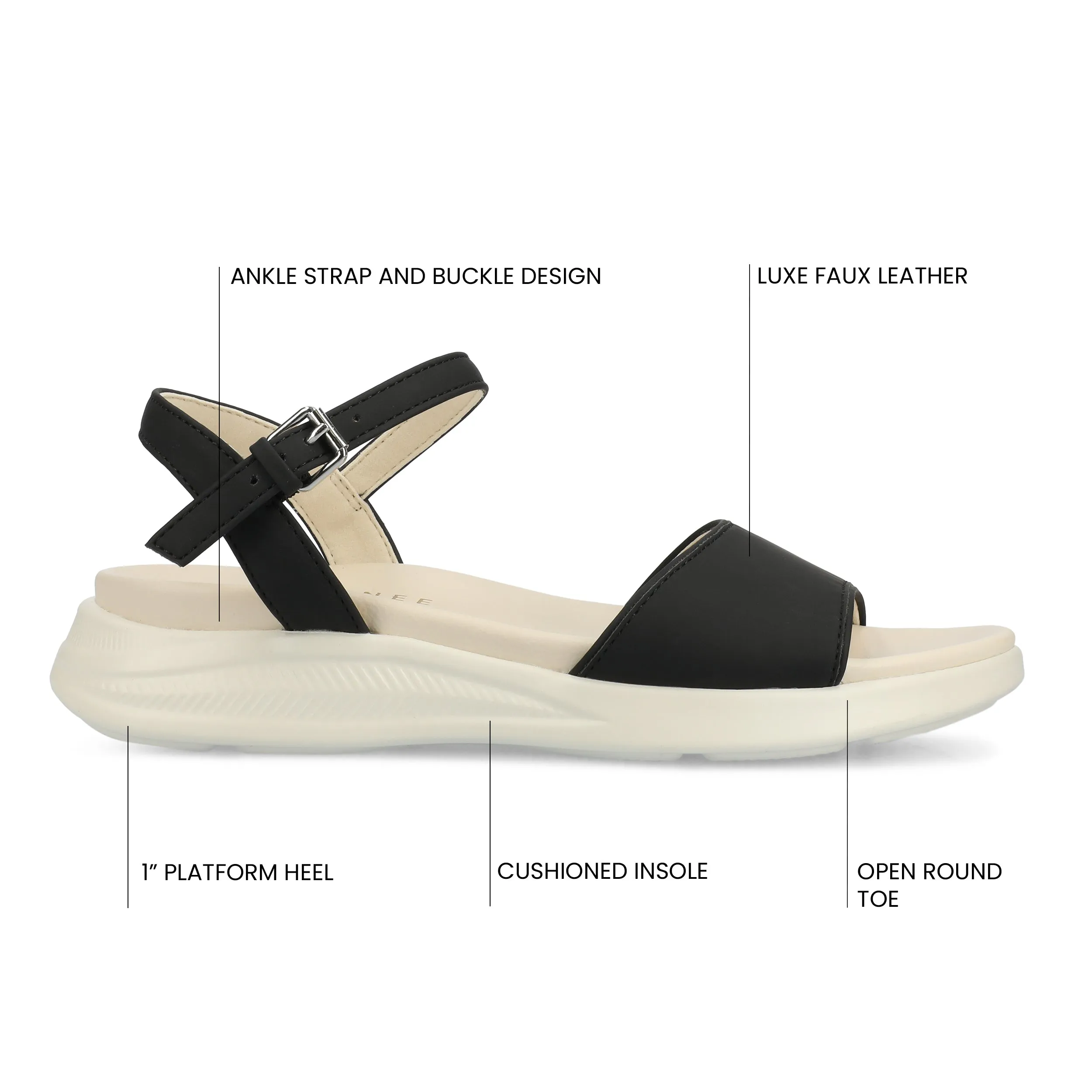 JAYLEE BUCKLE SANDALS IN FAUX LEATHER plus ready