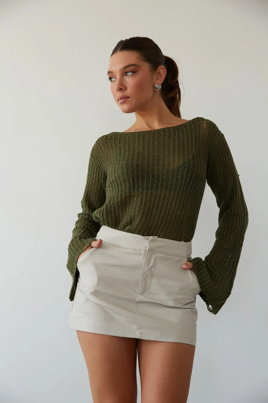 Jaylen Faux Leather Mini Skort structured tail