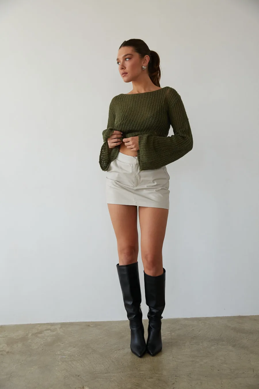 Jaylen Faux Leather Mini Skort structured tail