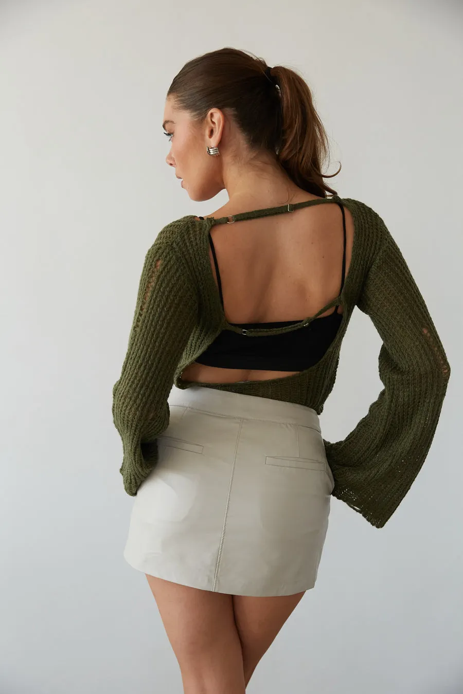 Jaylen Faux Leather Mini Skort structured tail