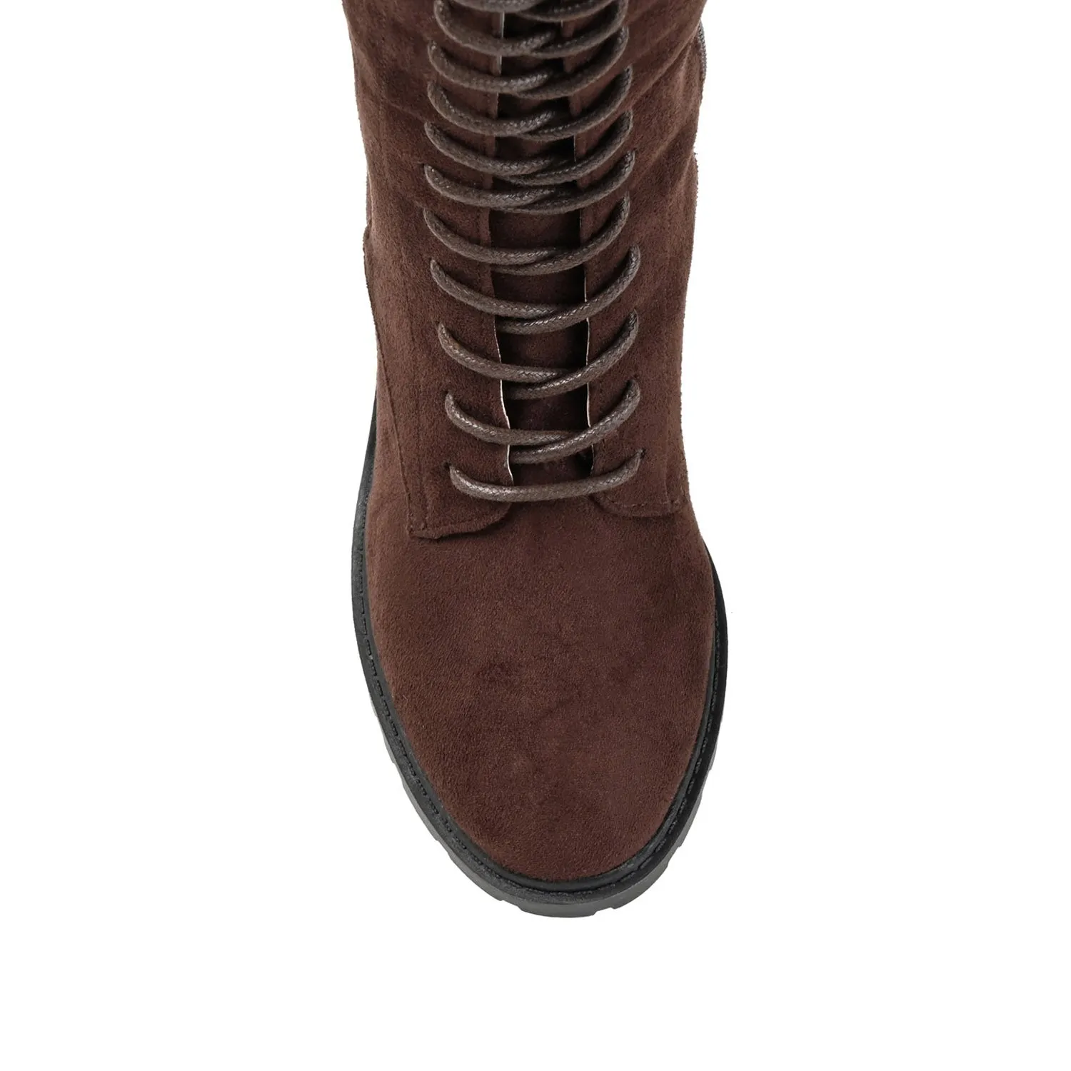 JENICCA LACE-UP BOOTS IN FAUX SUEDE road trip