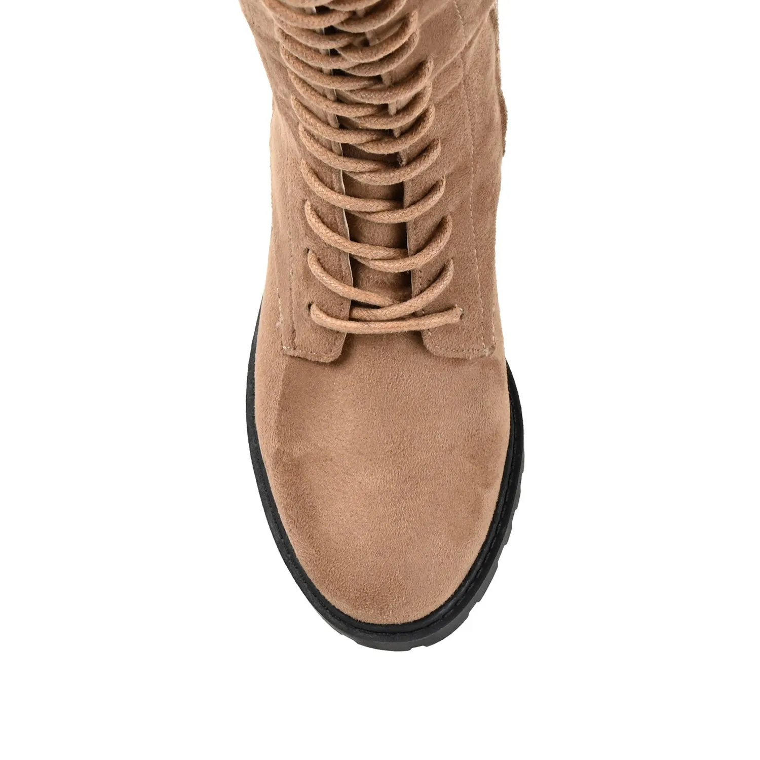 JENICCA LACE-UP BOOTS IN FAUX SUEDE road trip