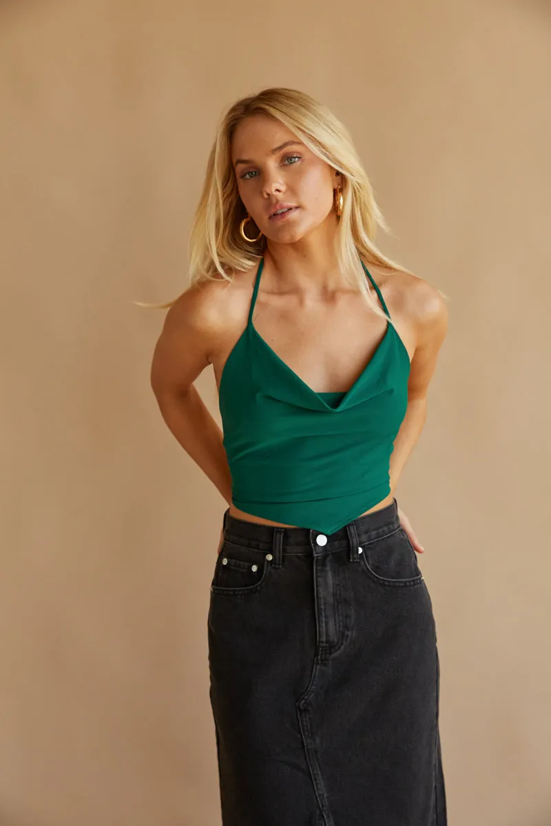Jenna Cowl Neck Halter Top french feel