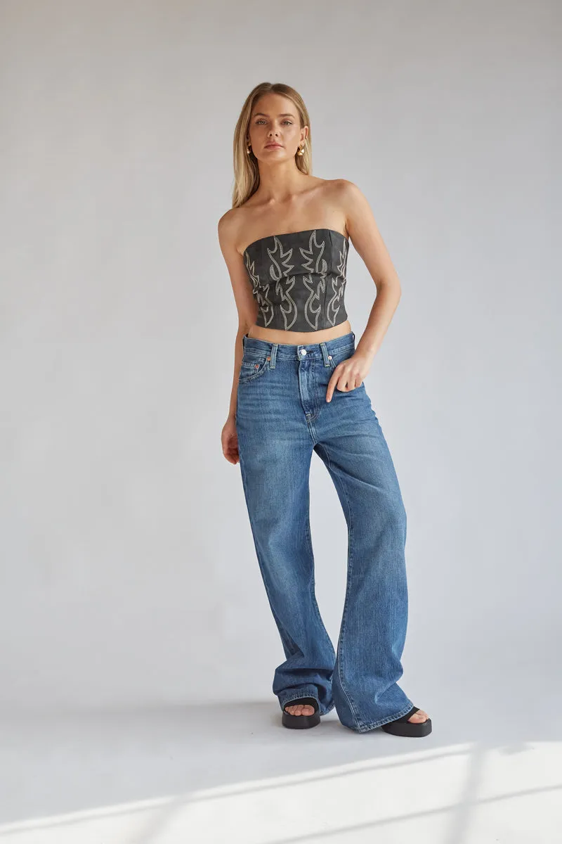 Jesse Strapless Faux Leather Western Corset skin ease
