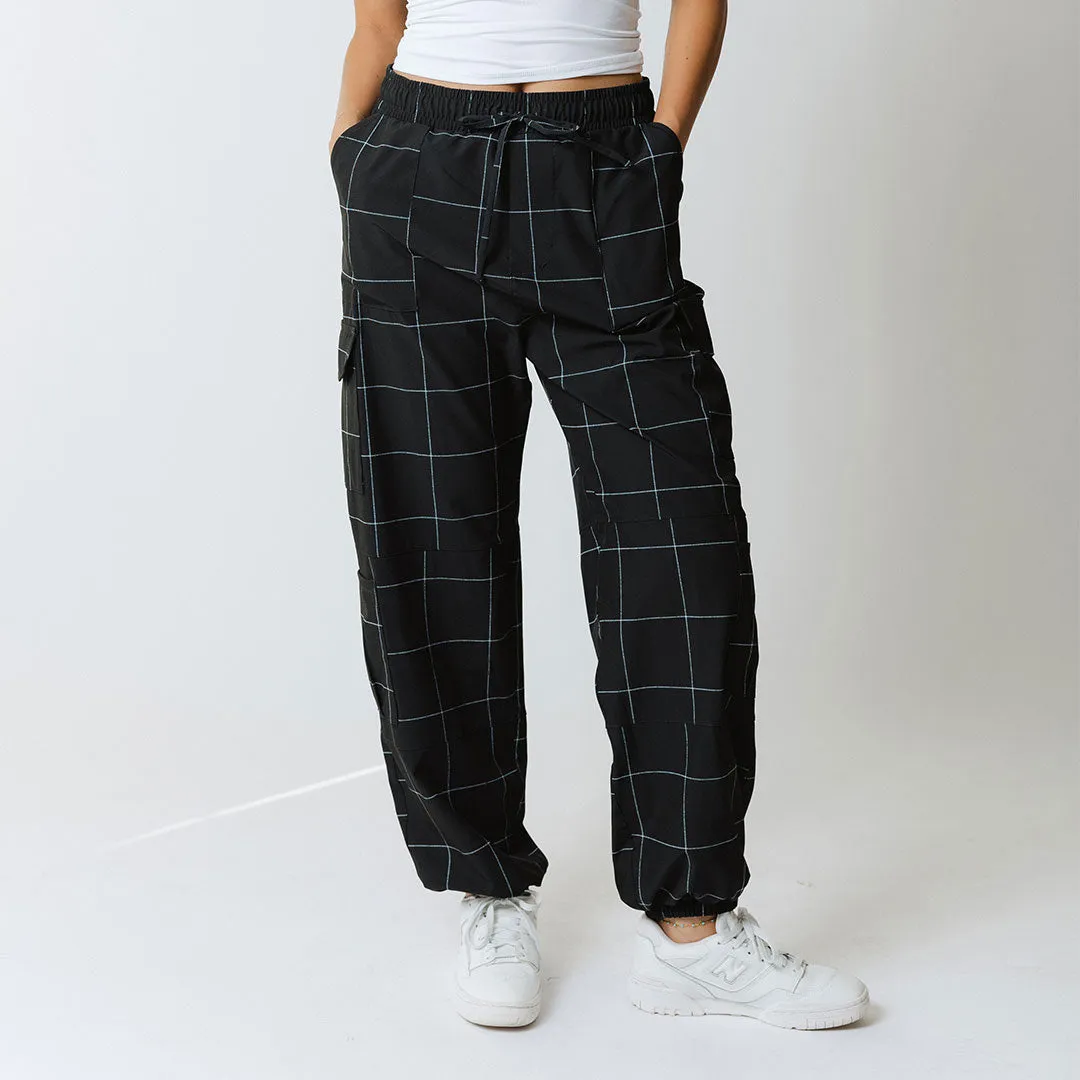 Jetsetter Cargo Joggers, Black Windowpane hoodie set